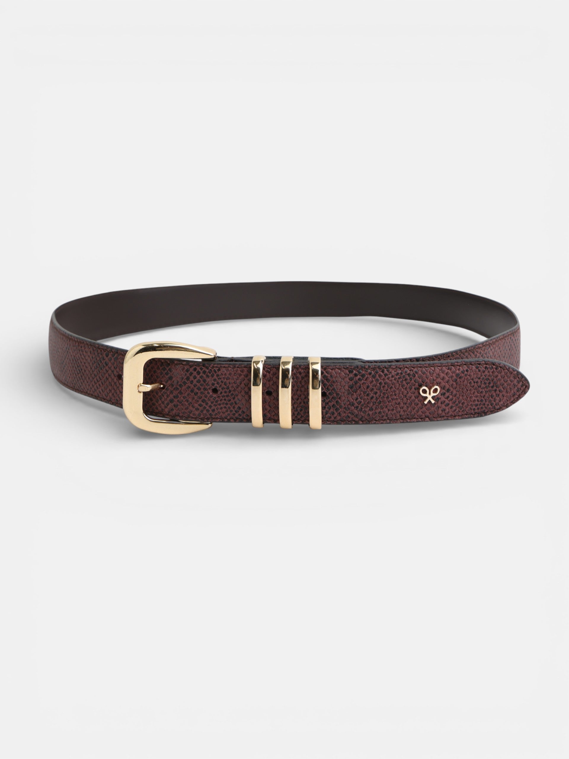 Burgundy leather belt with metal loop