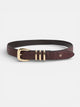 Burgundy leather belt with metal loop