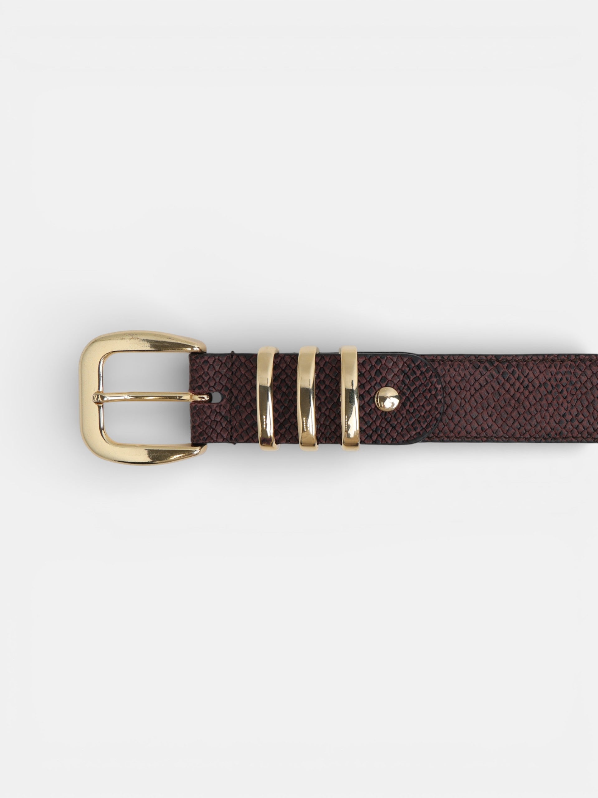 Burgundy leather belt with metal loop