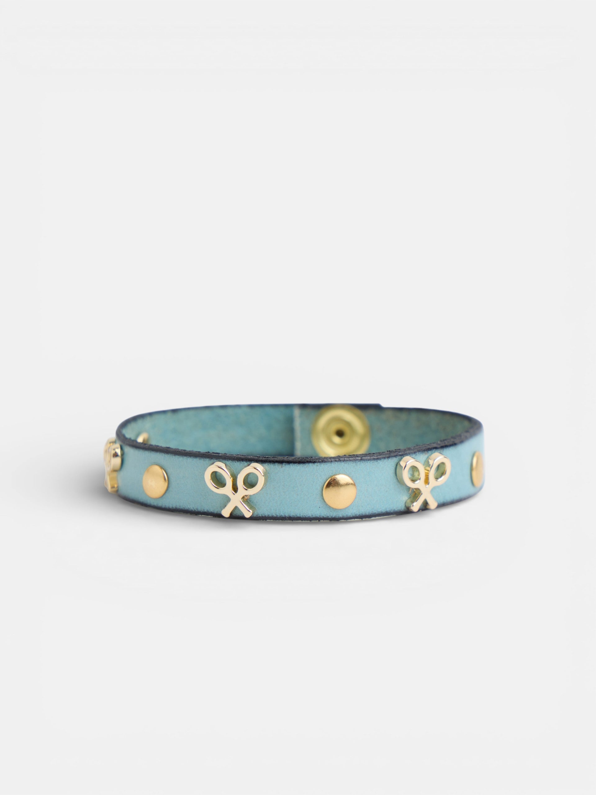 Pulsera piel logo y tachas verde agua