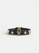 Pulseira de pele com logótipo e tachas preta