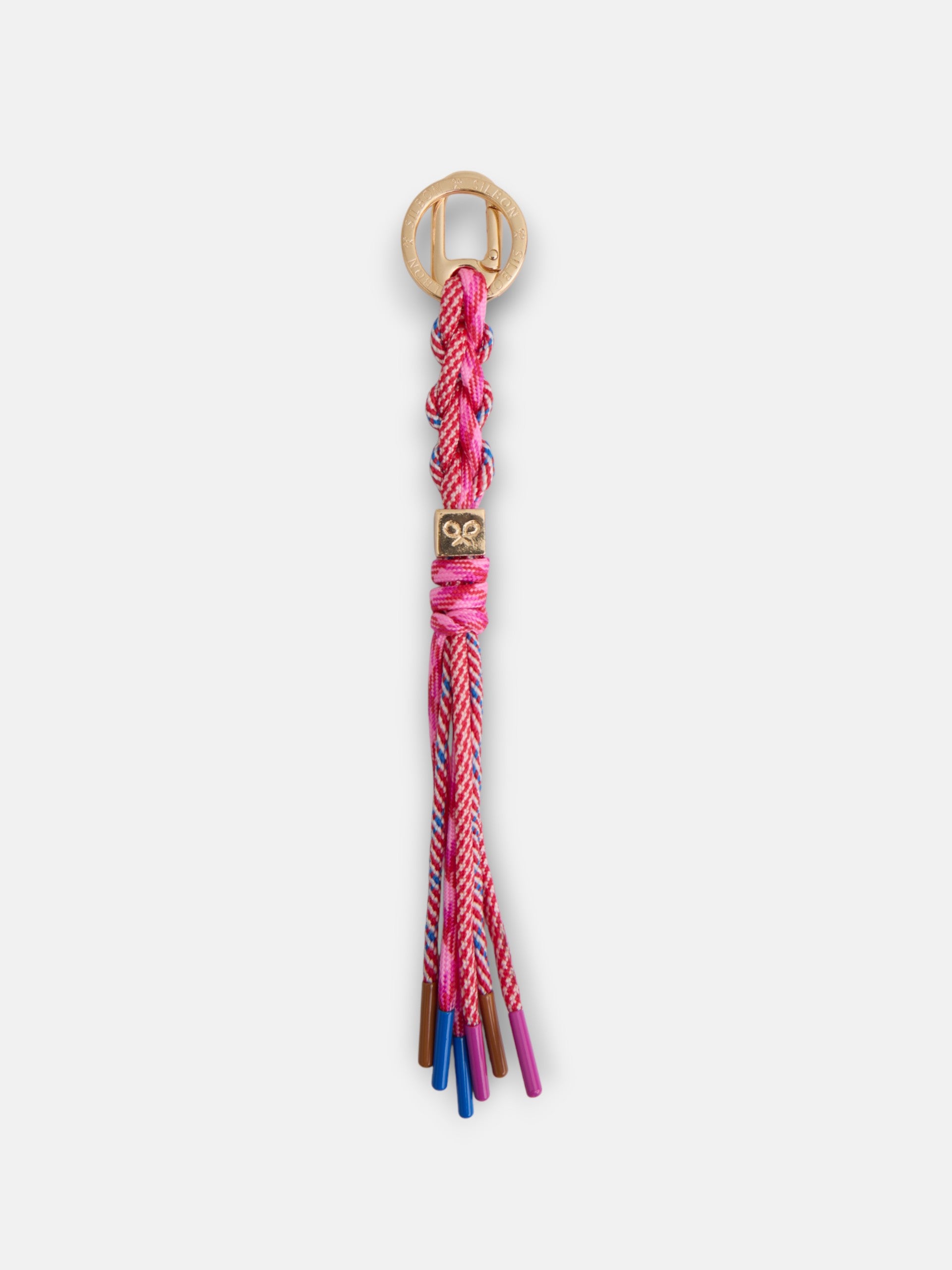 Porta-chaves cabos dourado e rosa