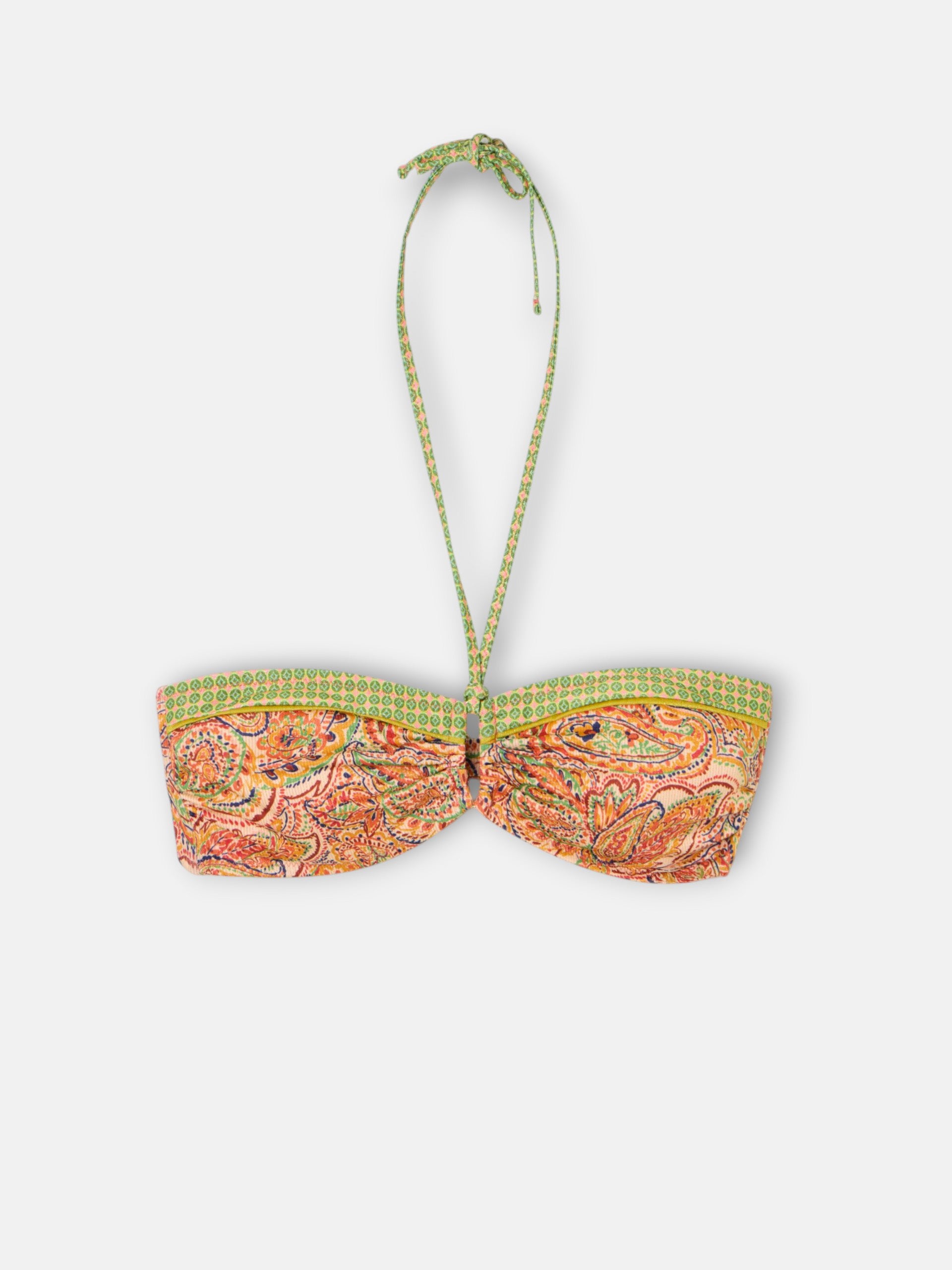 Paisley print orange bikini top