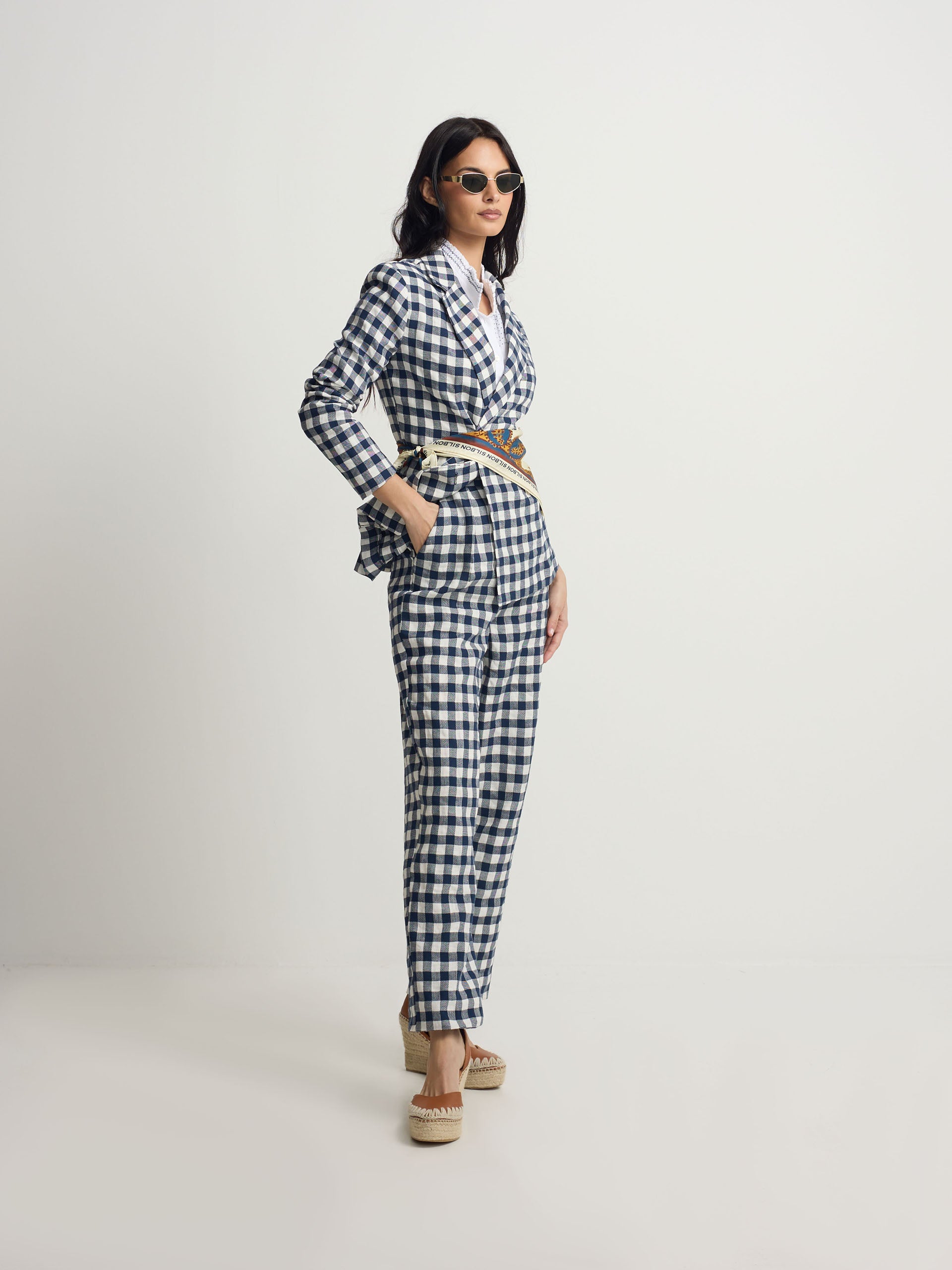 Americana cruzada vichy marino