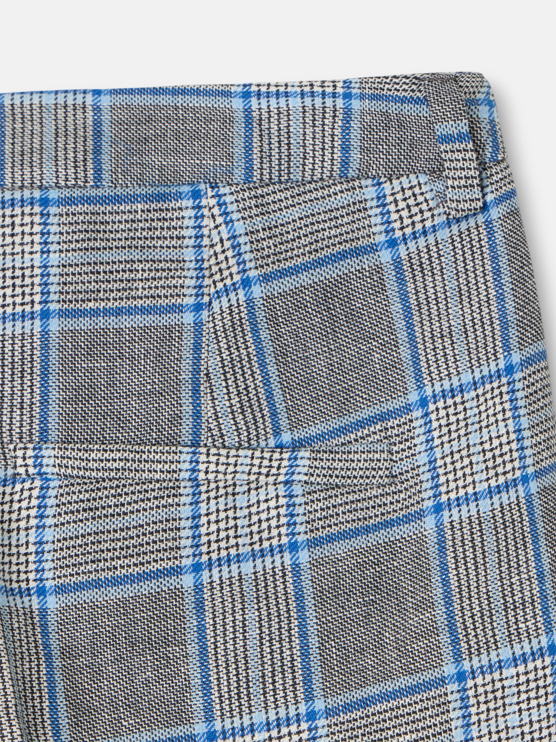 Pantalon droit à carreaux marine