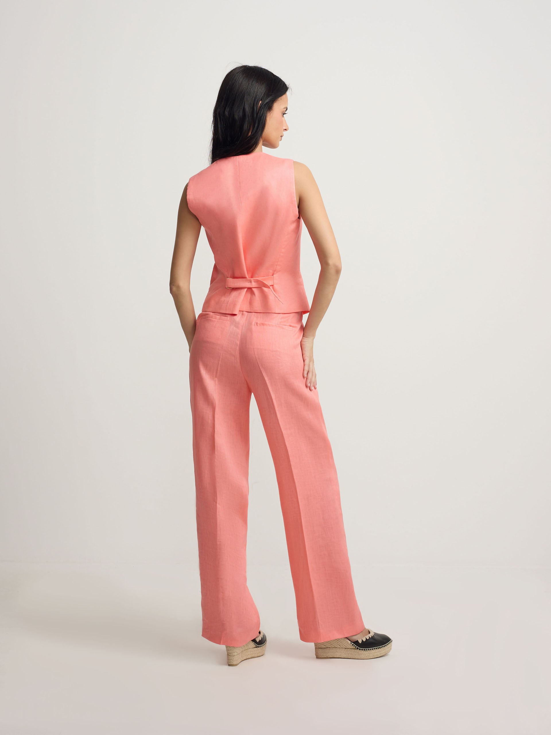 Pantalon droit corail