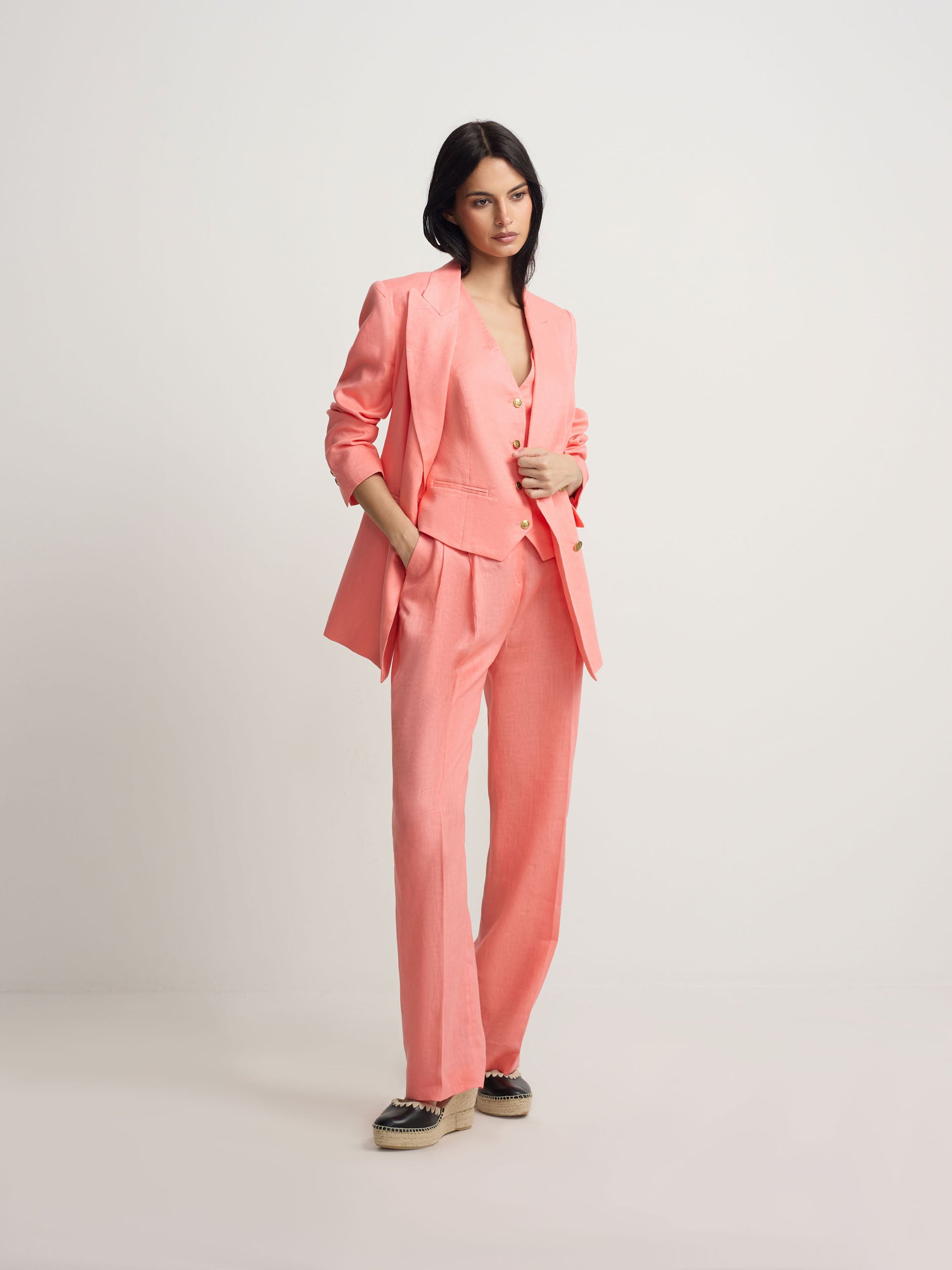 Pantalon droit corail