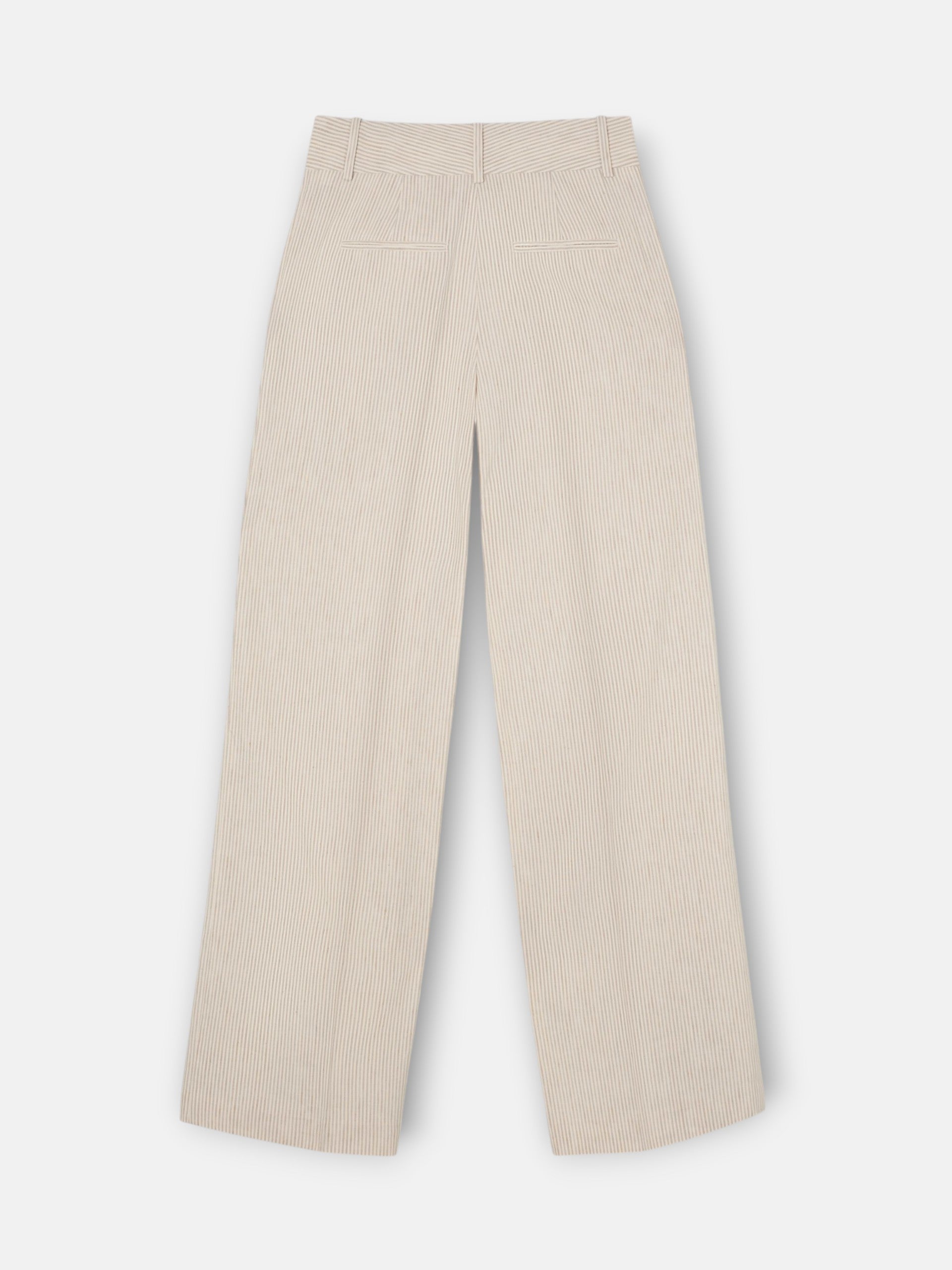 Pantalon recto rayas beige