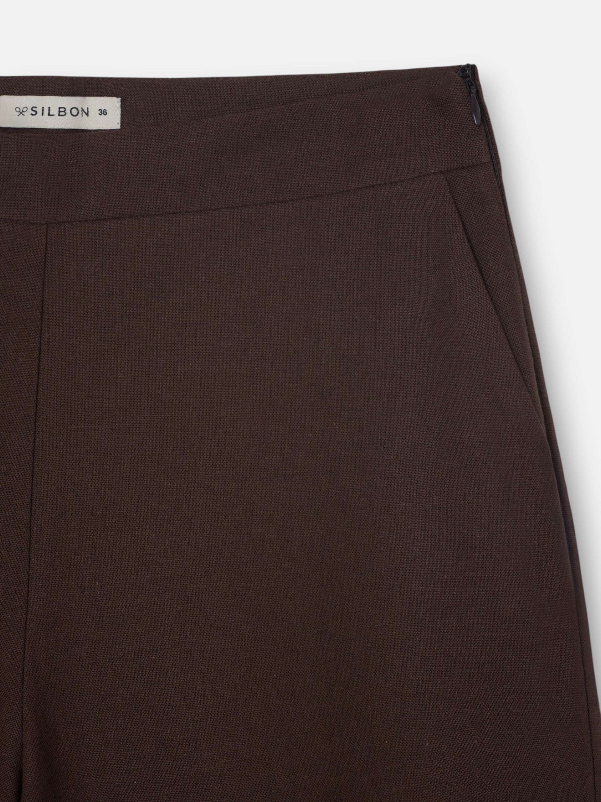 Pantalon bombacho lino marron