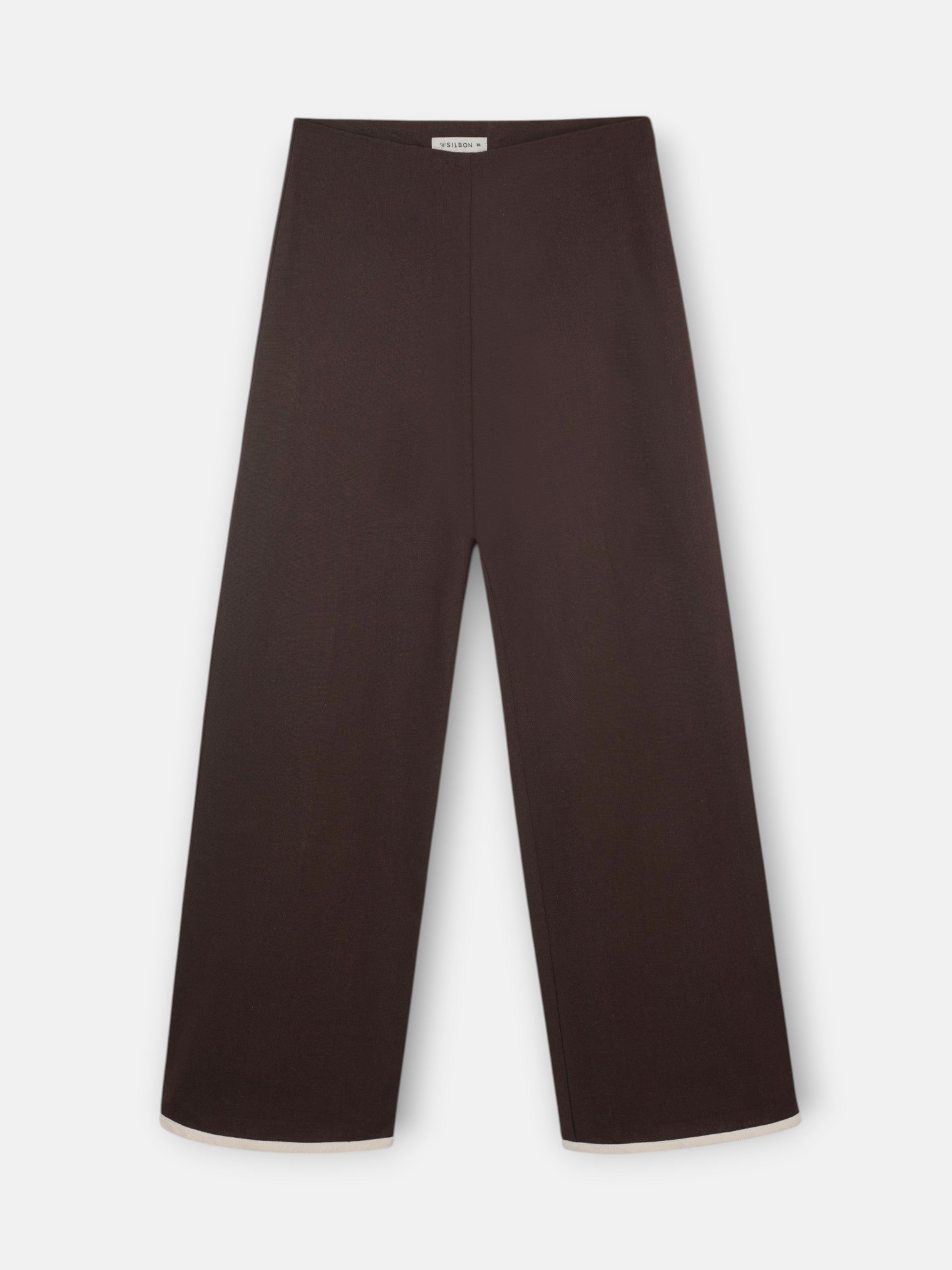Straight brown linen trousers