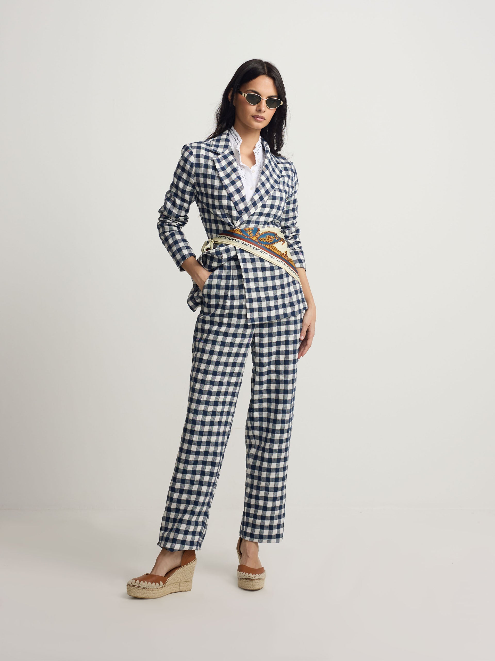 Pantalon trebilla vichy marino