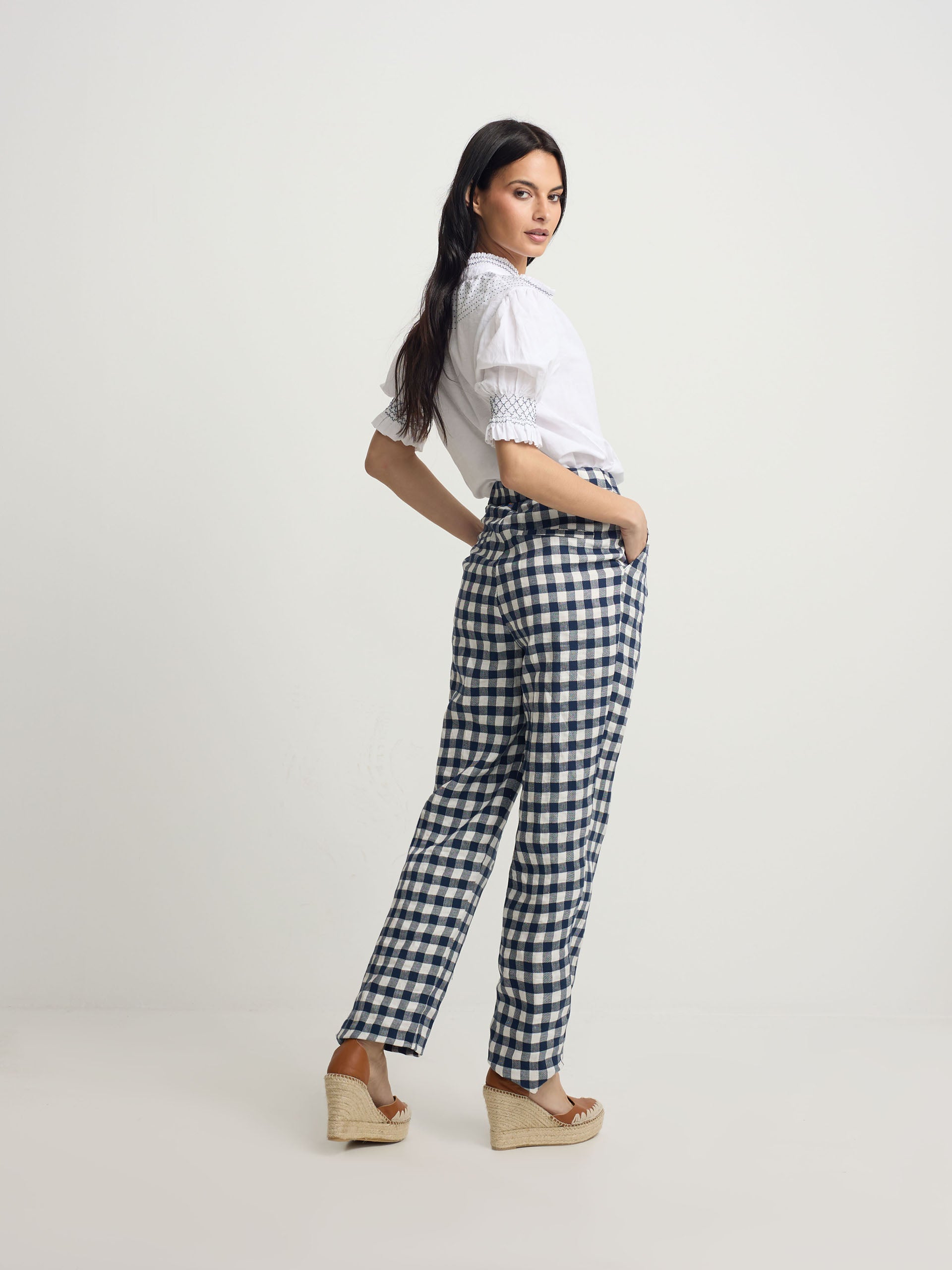 Pantalon trebilla vichy marino