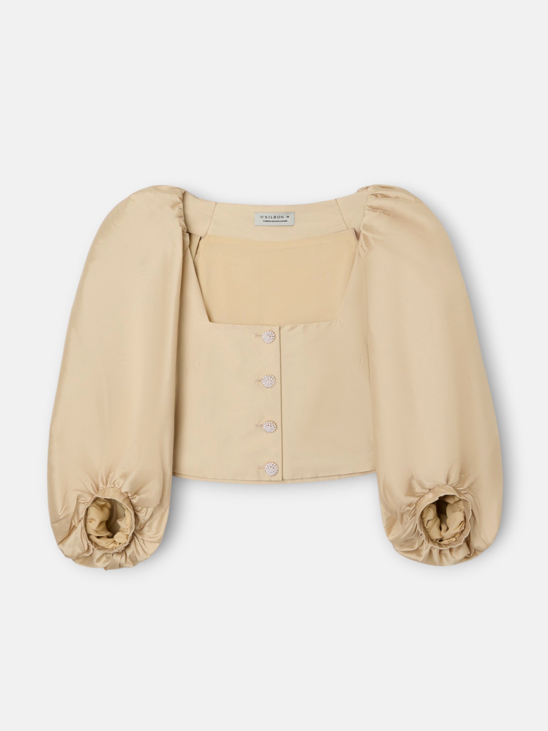 Blusa event collection manga farol beige