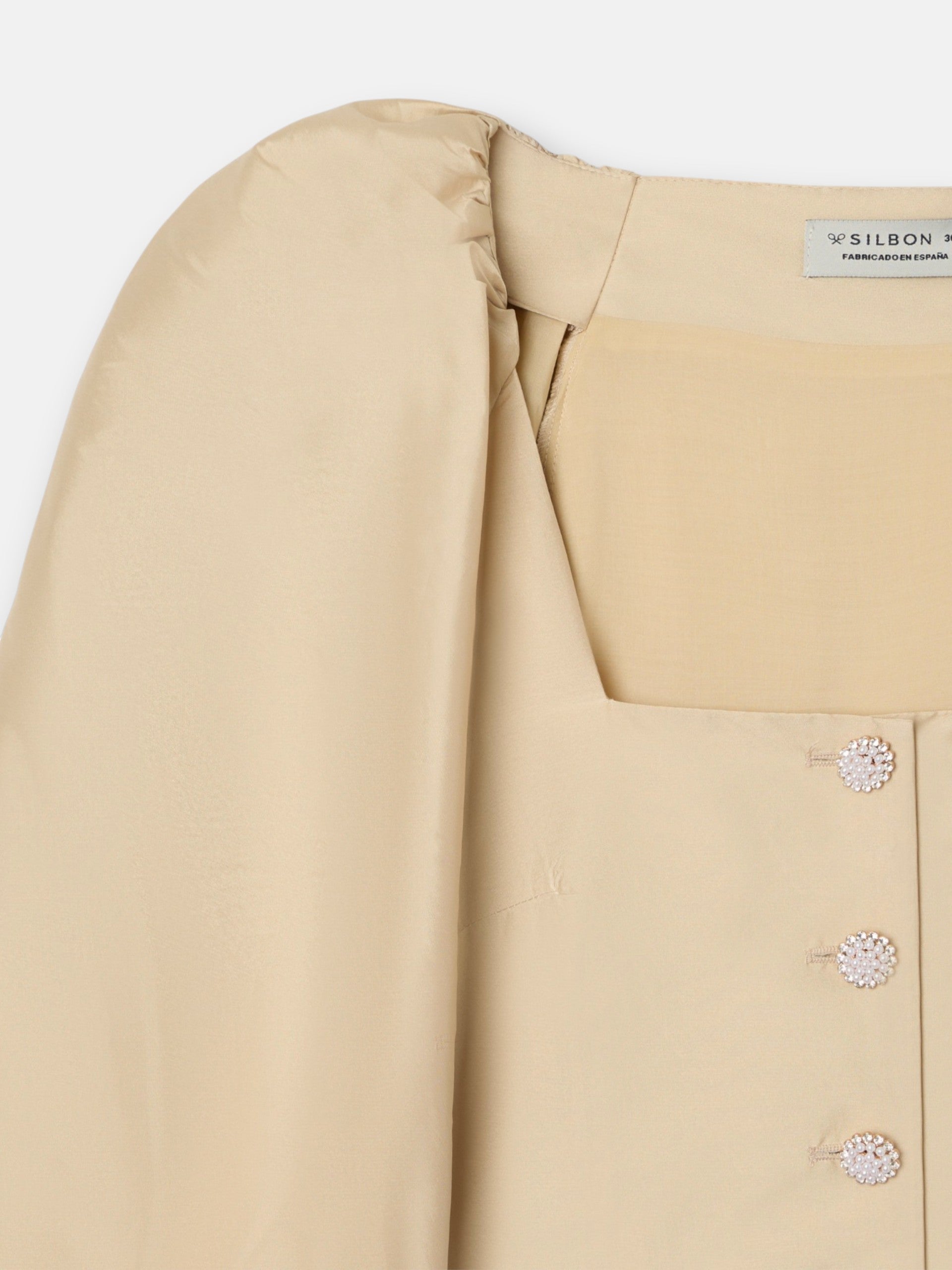 Blusa event collection manga farol beige