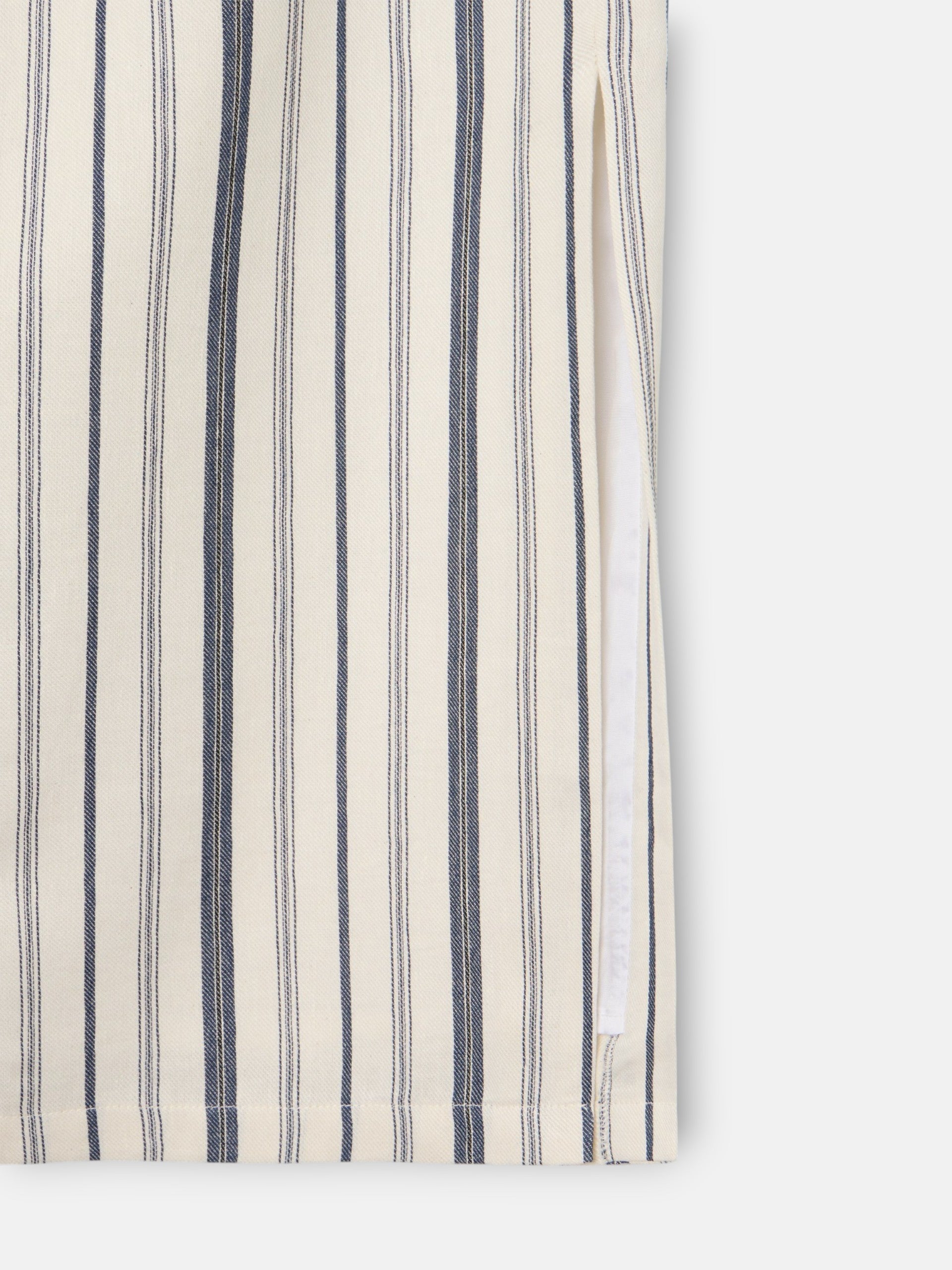 Jupe midi unique à rayures bleu et beige