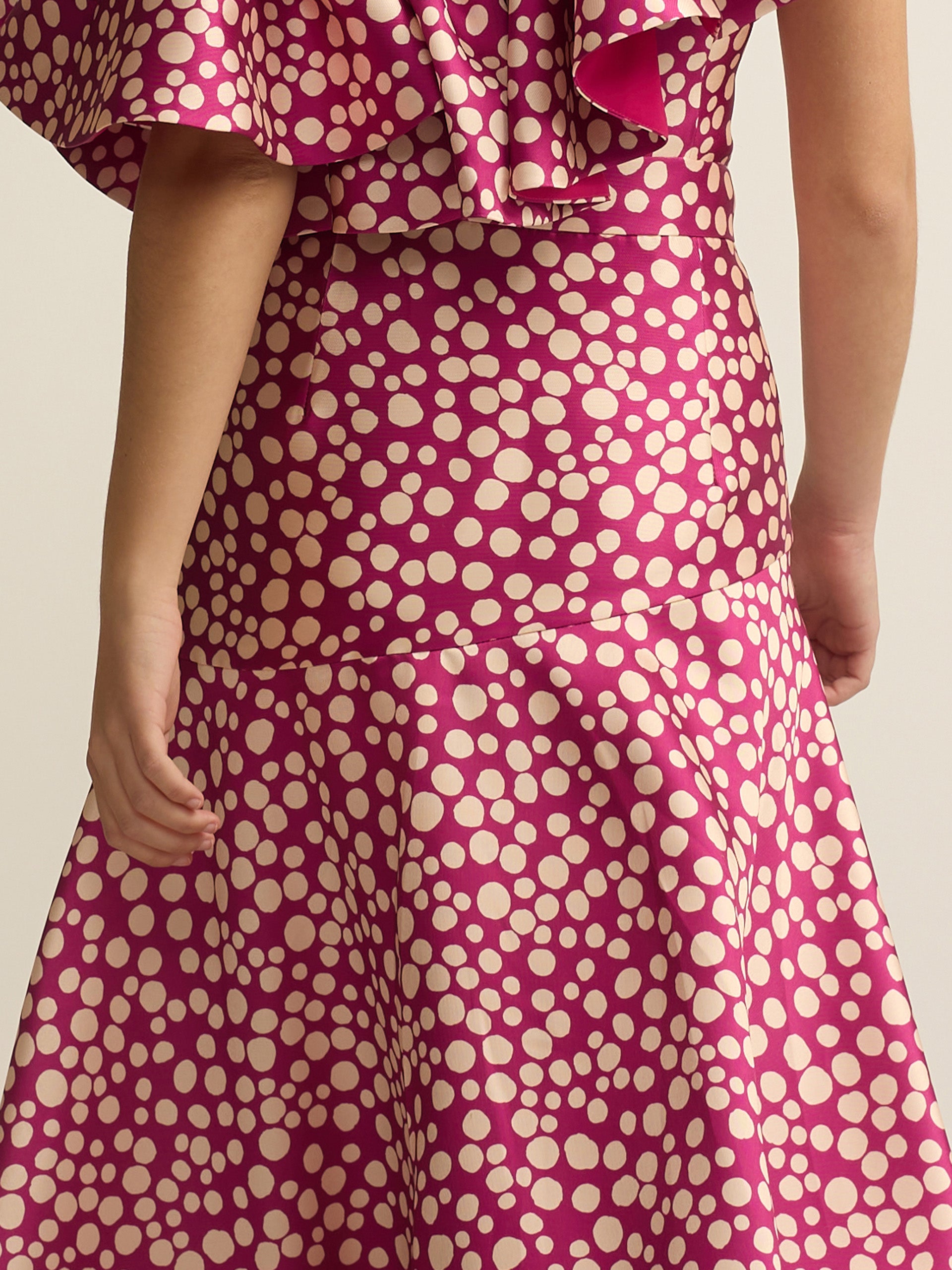 Saia midi estampada roxa coleção event