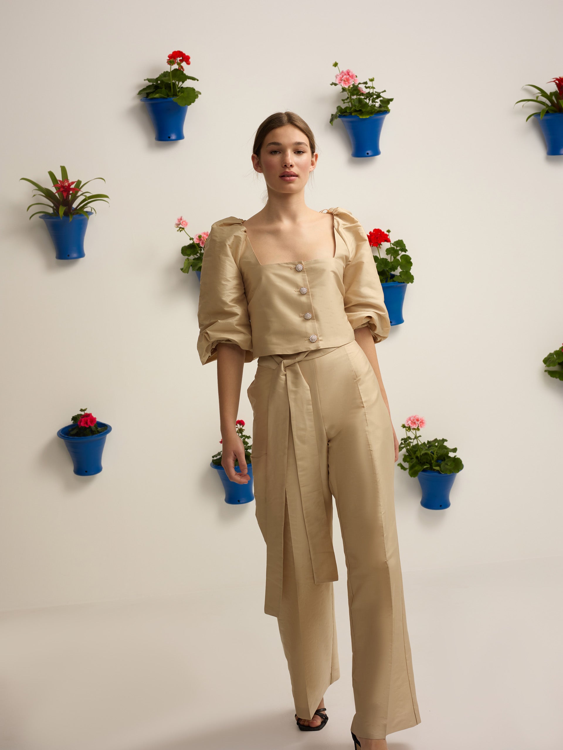 Pantalon event collection tafeta beige