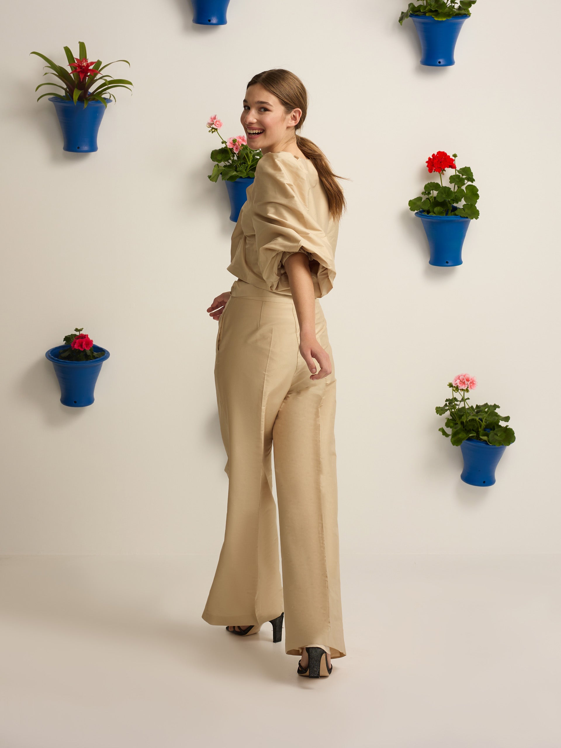 Pantalon event collection tafeta beige