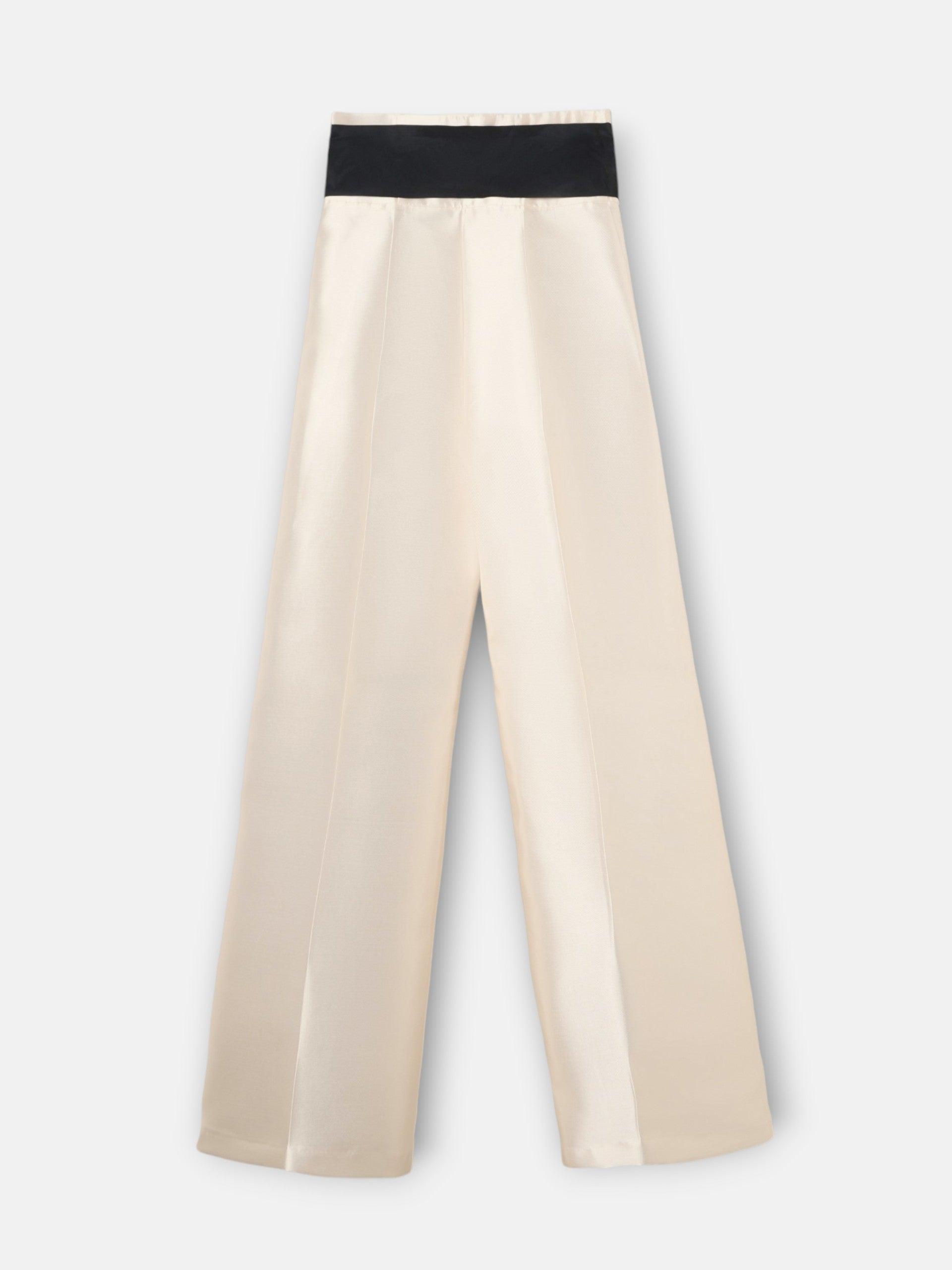 Pantalón CaprilexSilbon mikado vainilla y negro