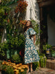 Green printed cut-out event collection dress
