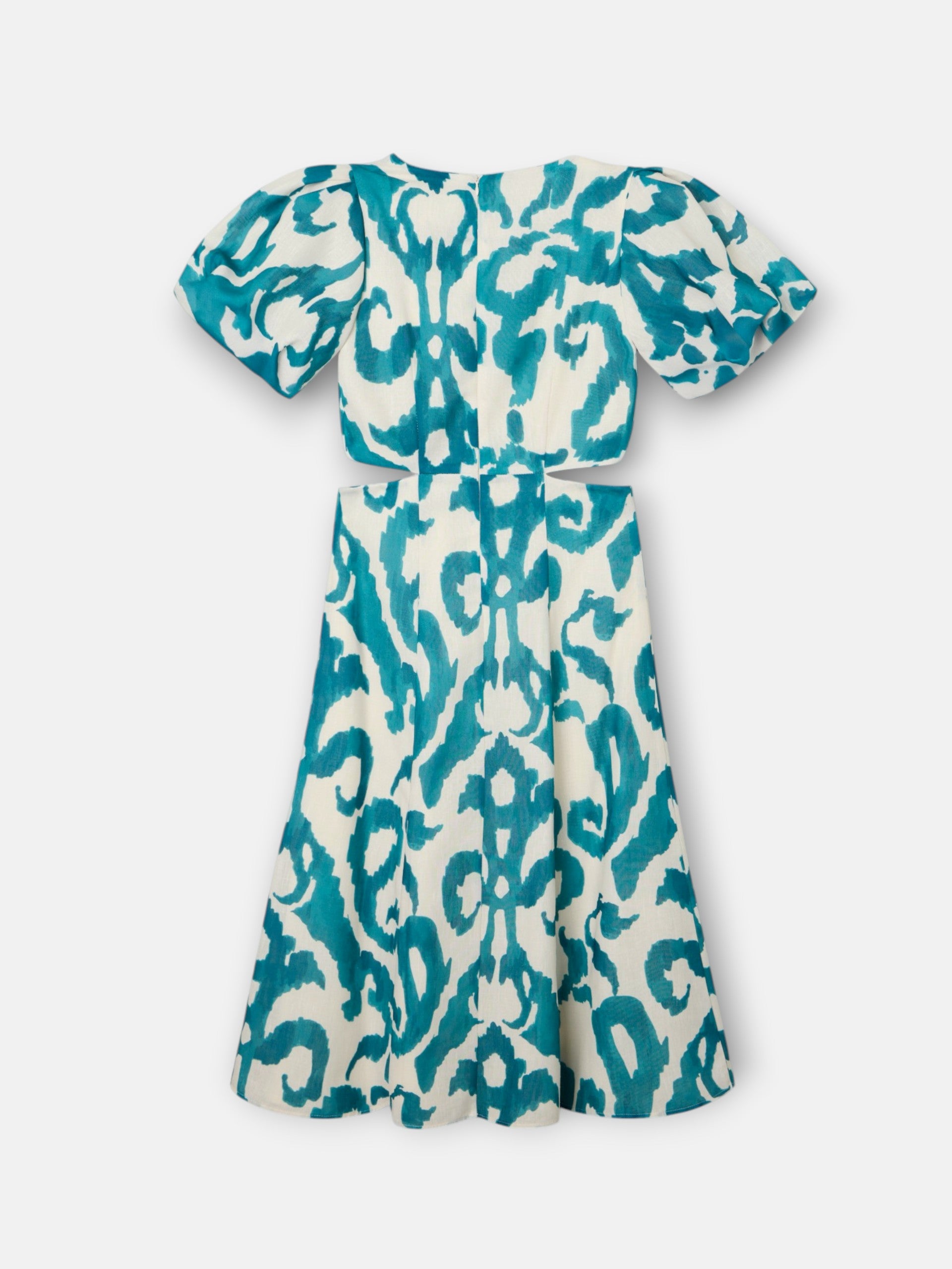 Green printed cut-out event collection dress