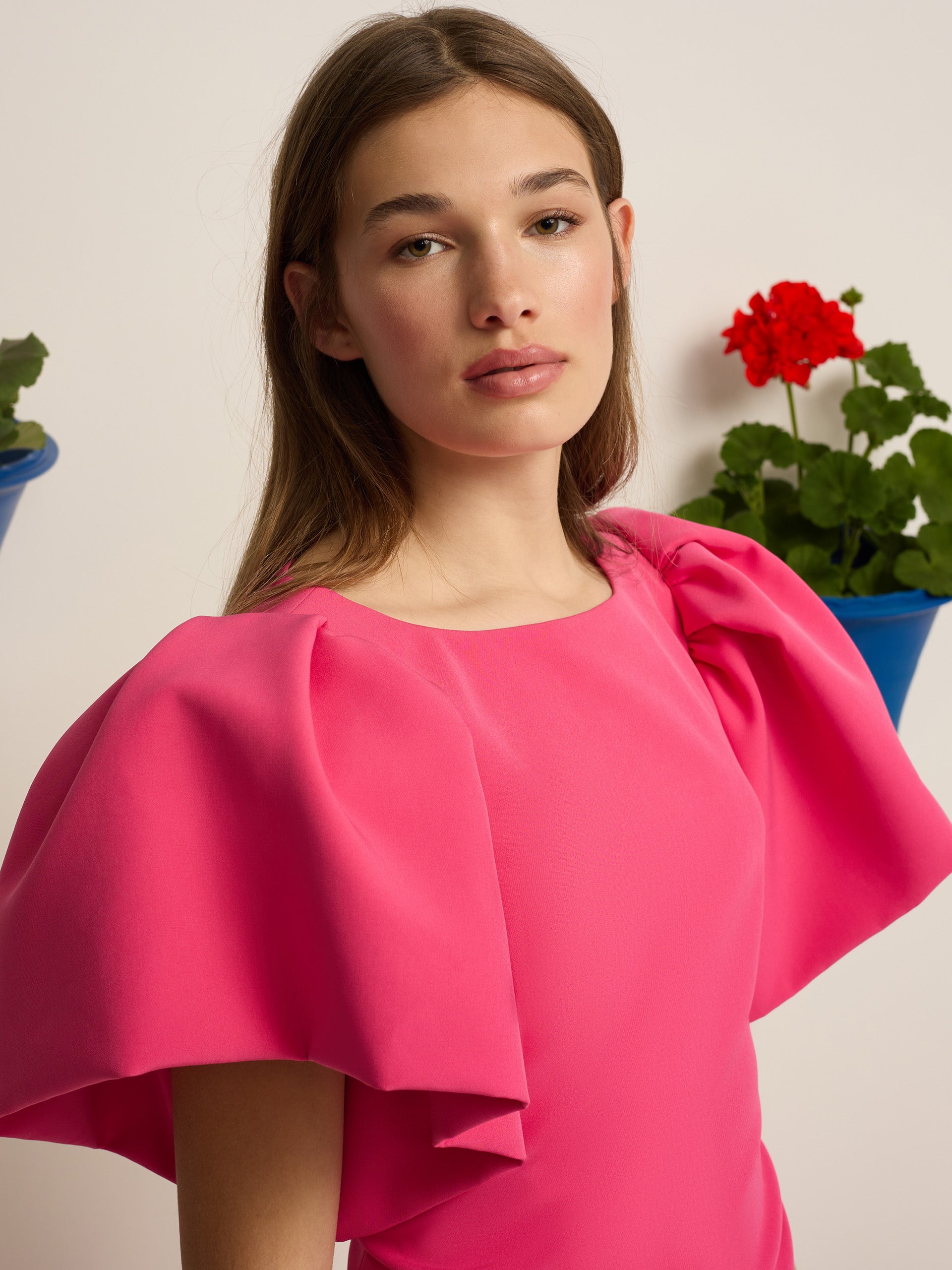 Event Collection midi dress with puffed sleeves in pink