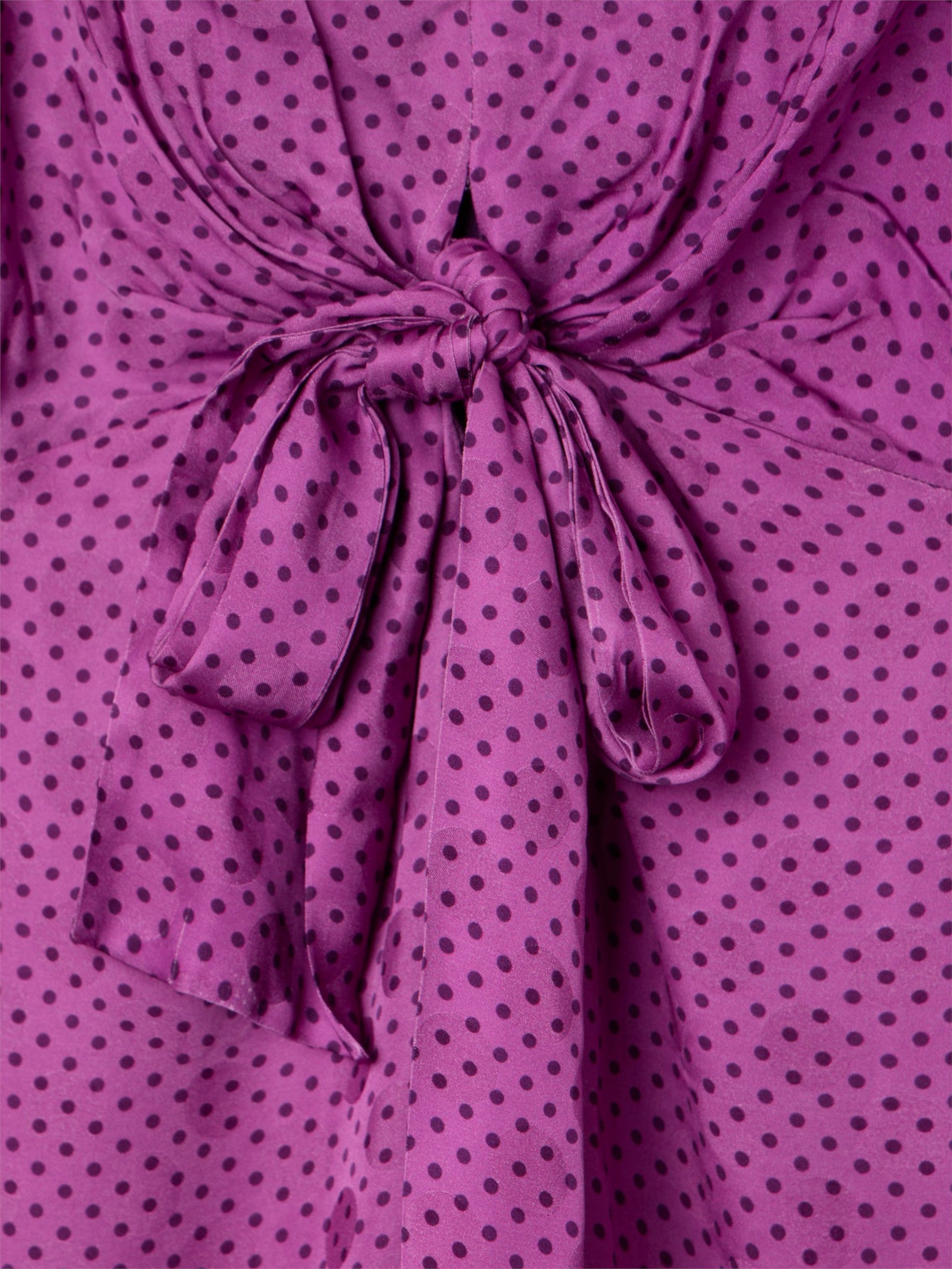 Purple polka dot knot event jumpsuit