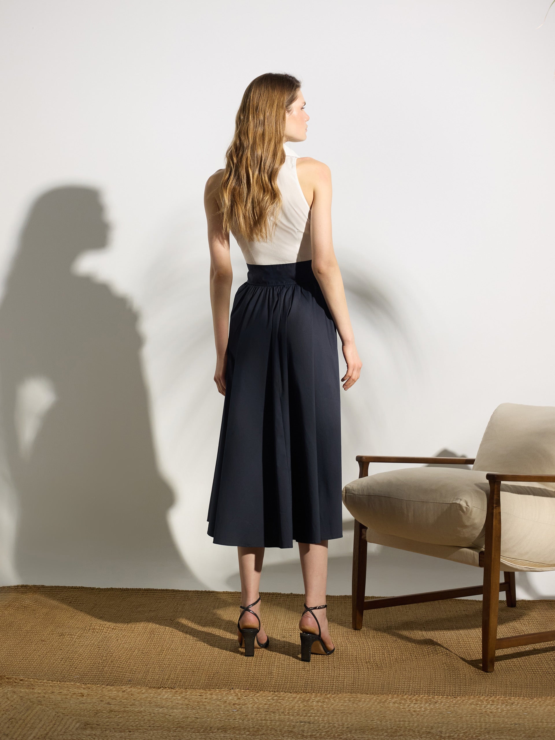 Vestido unique camisero azul marino y blanco