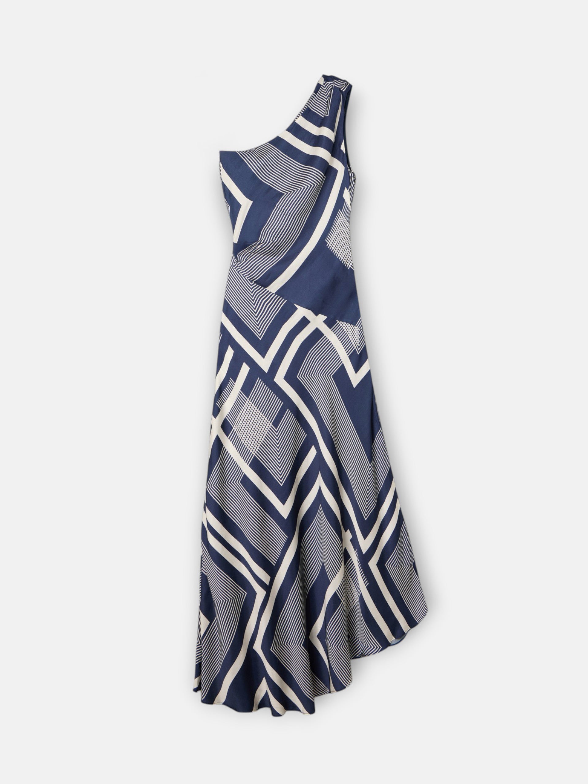 Robe midi unique asymétrique imprimée bleu