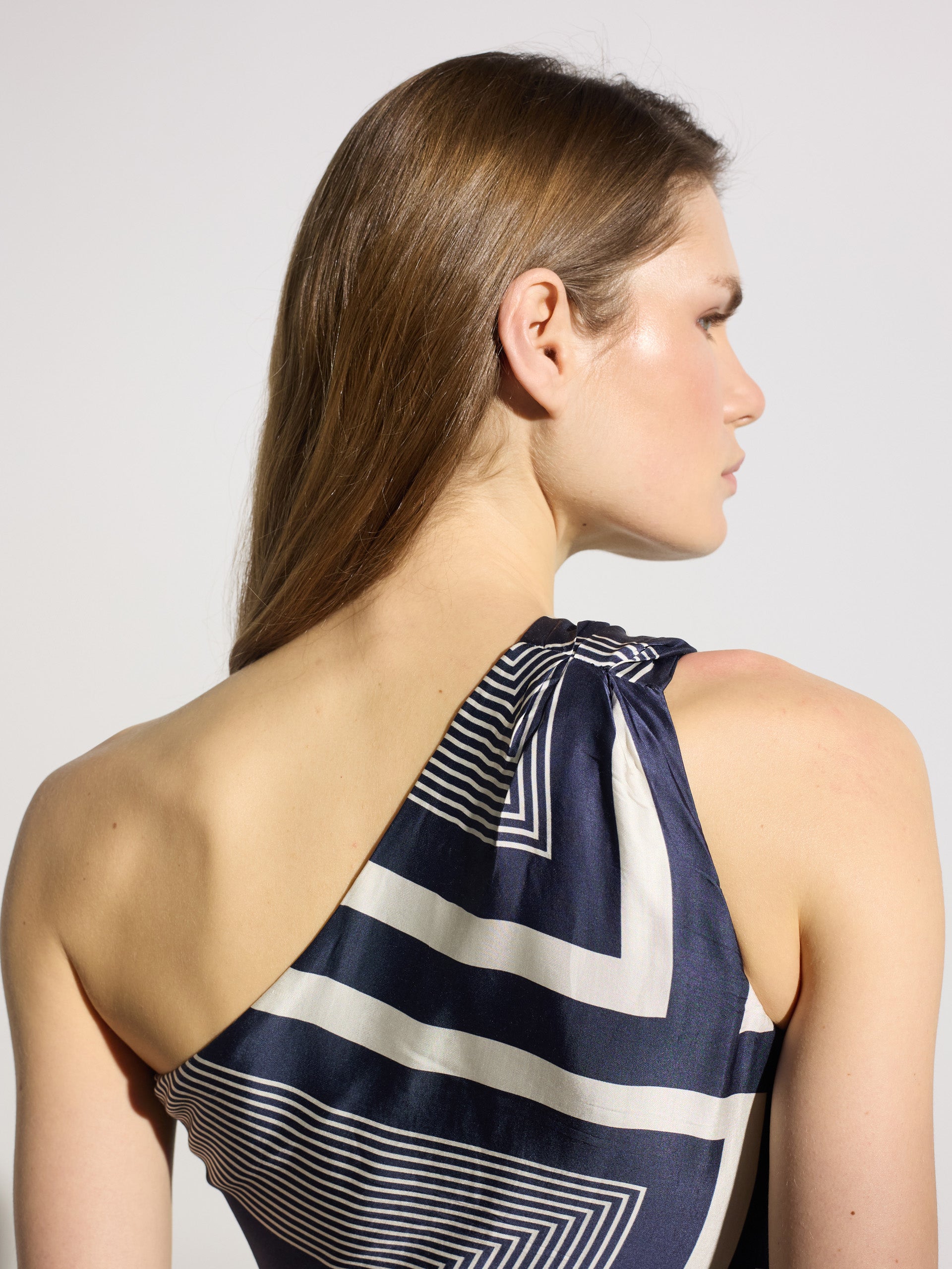 Robe midi unique asymétrique imprimée bleu