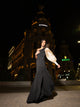 CaprilexSilbon dress with asymmetric organza sleeve