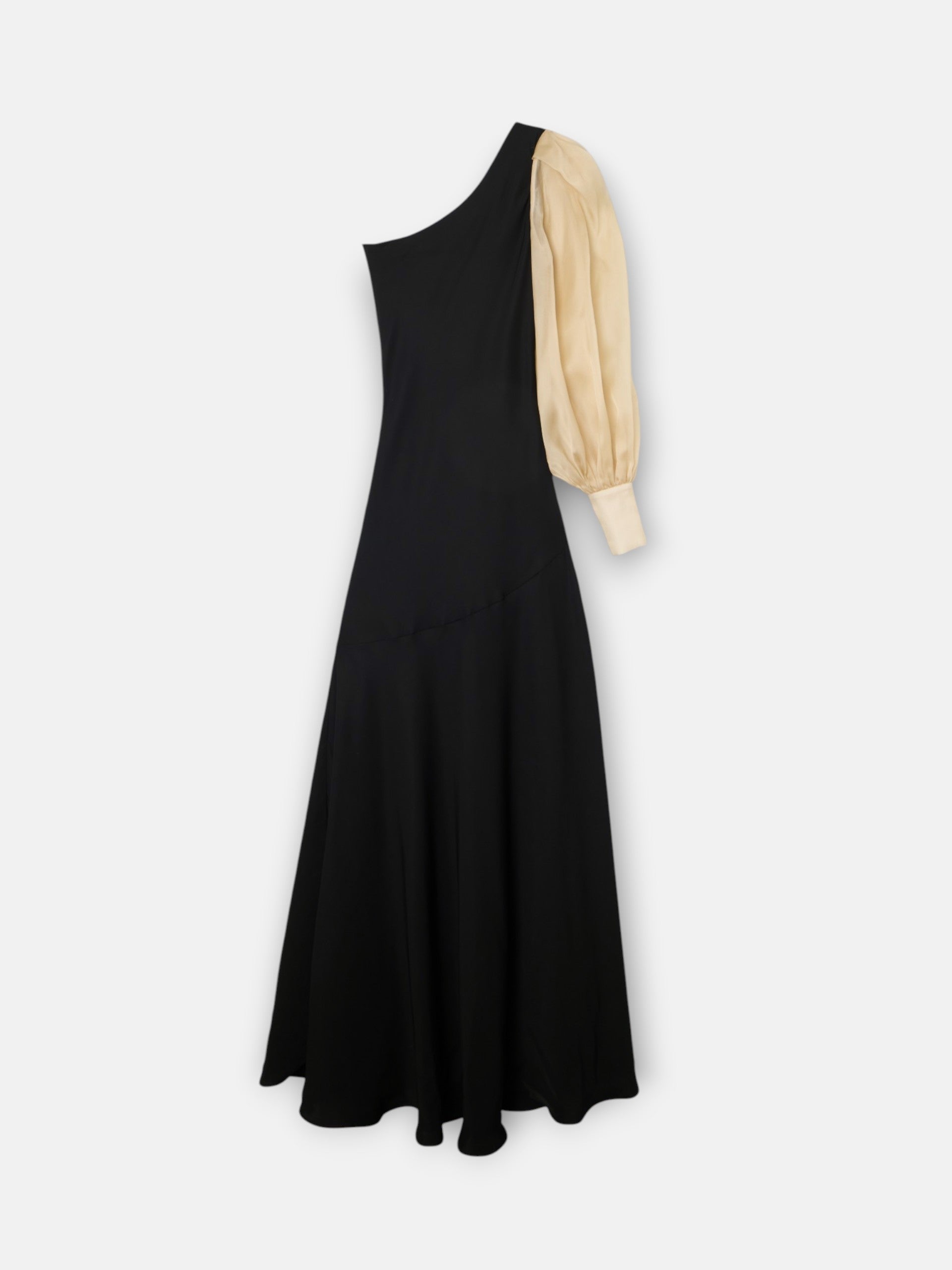 CaprilexSilbon dress with asymmetric organza sleeve