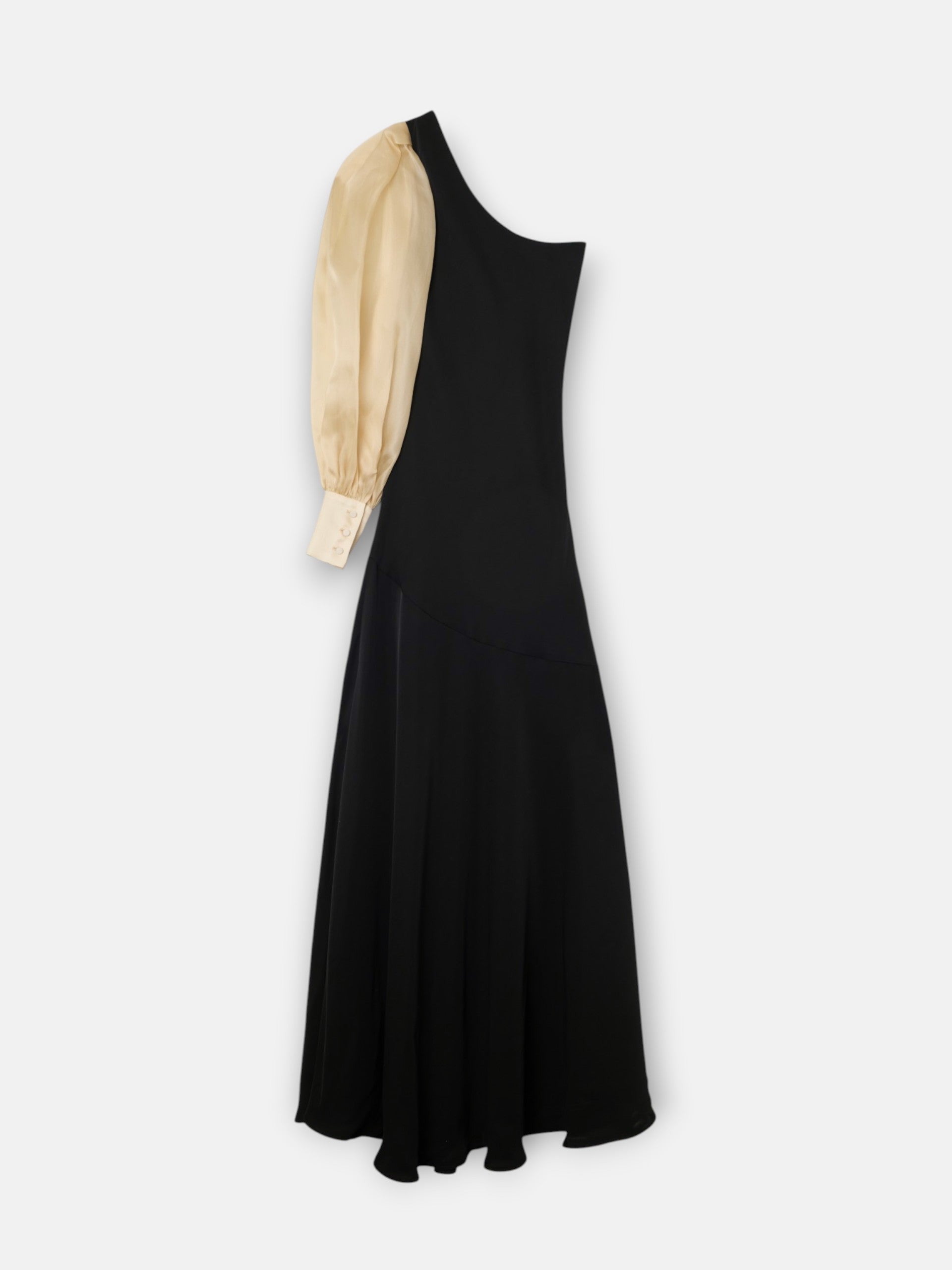 CaprilexSilbon dress with asymmetric organza sleeve