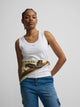 Camiseta tank woman blanca aplicacion cristal
