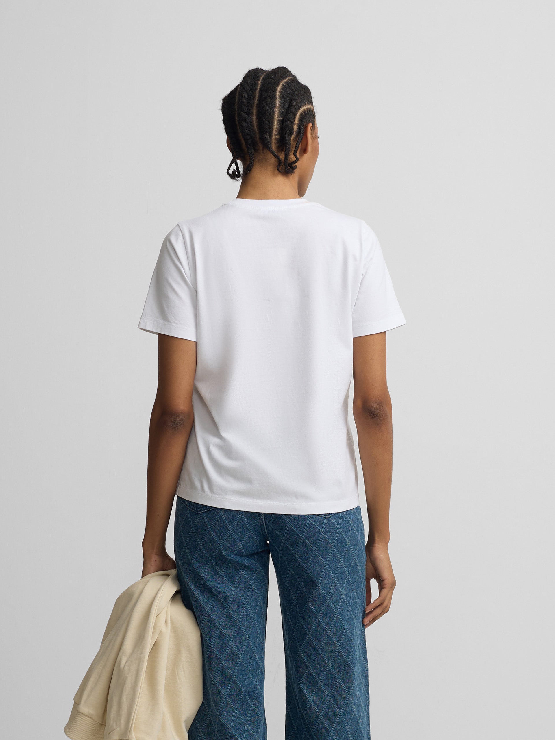 Camiseta woman blanca aplicacion cristal