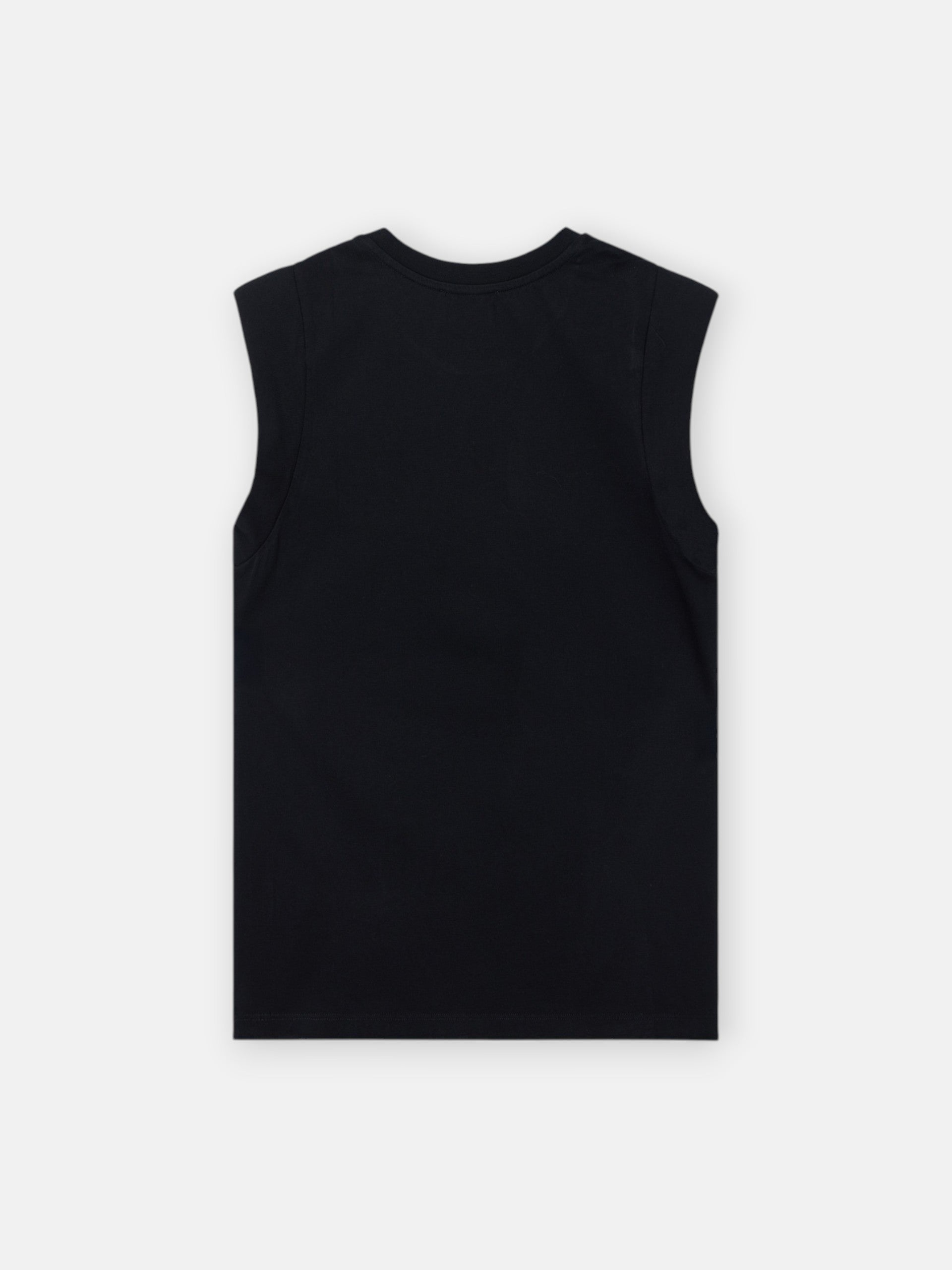Camiseta woman negra hombreras aplicacion cristal
