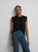 Camiseta woman negra hombreras aplicacion cristal