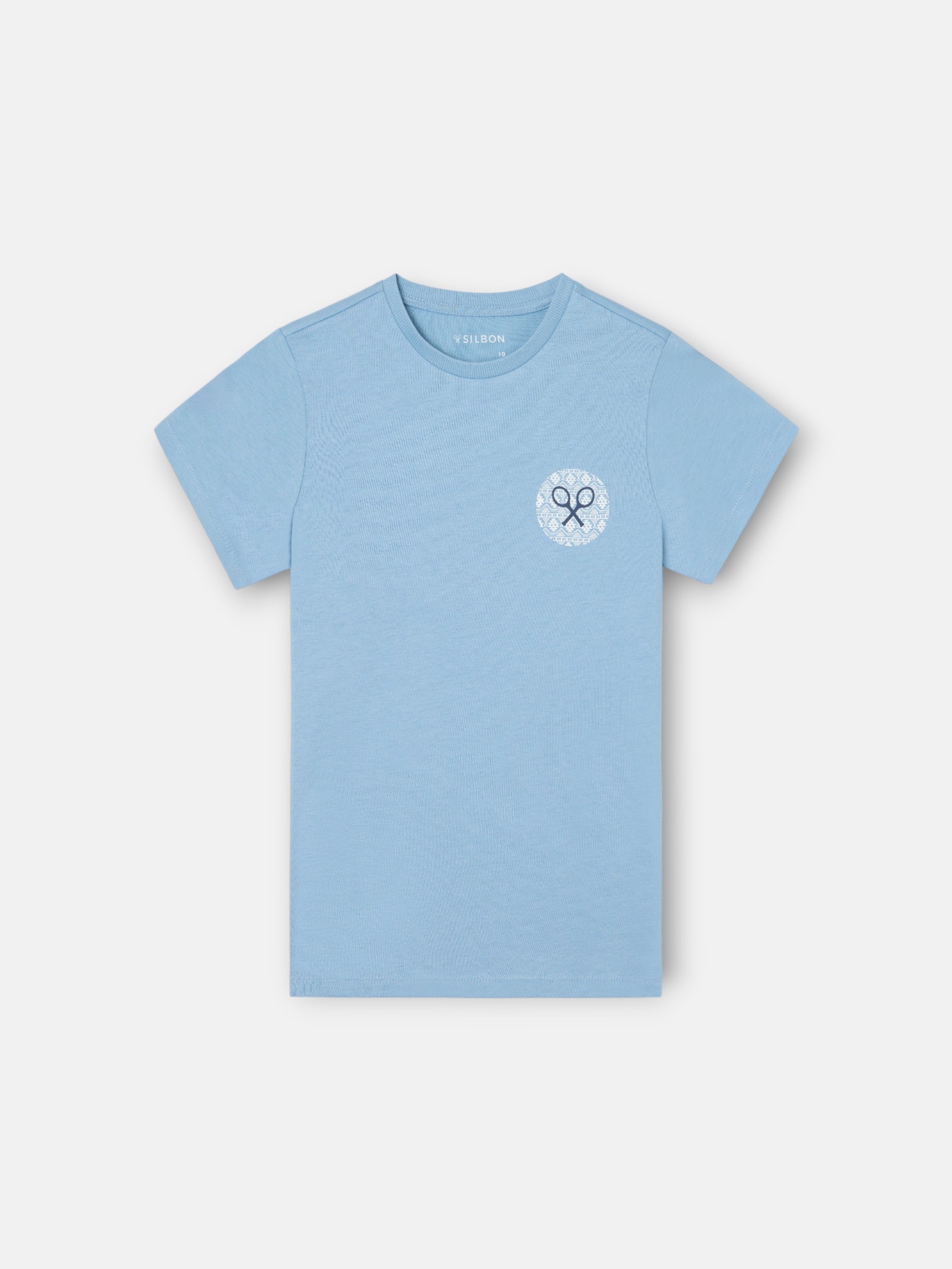 Kids navy blue ethnic racket t-shirt