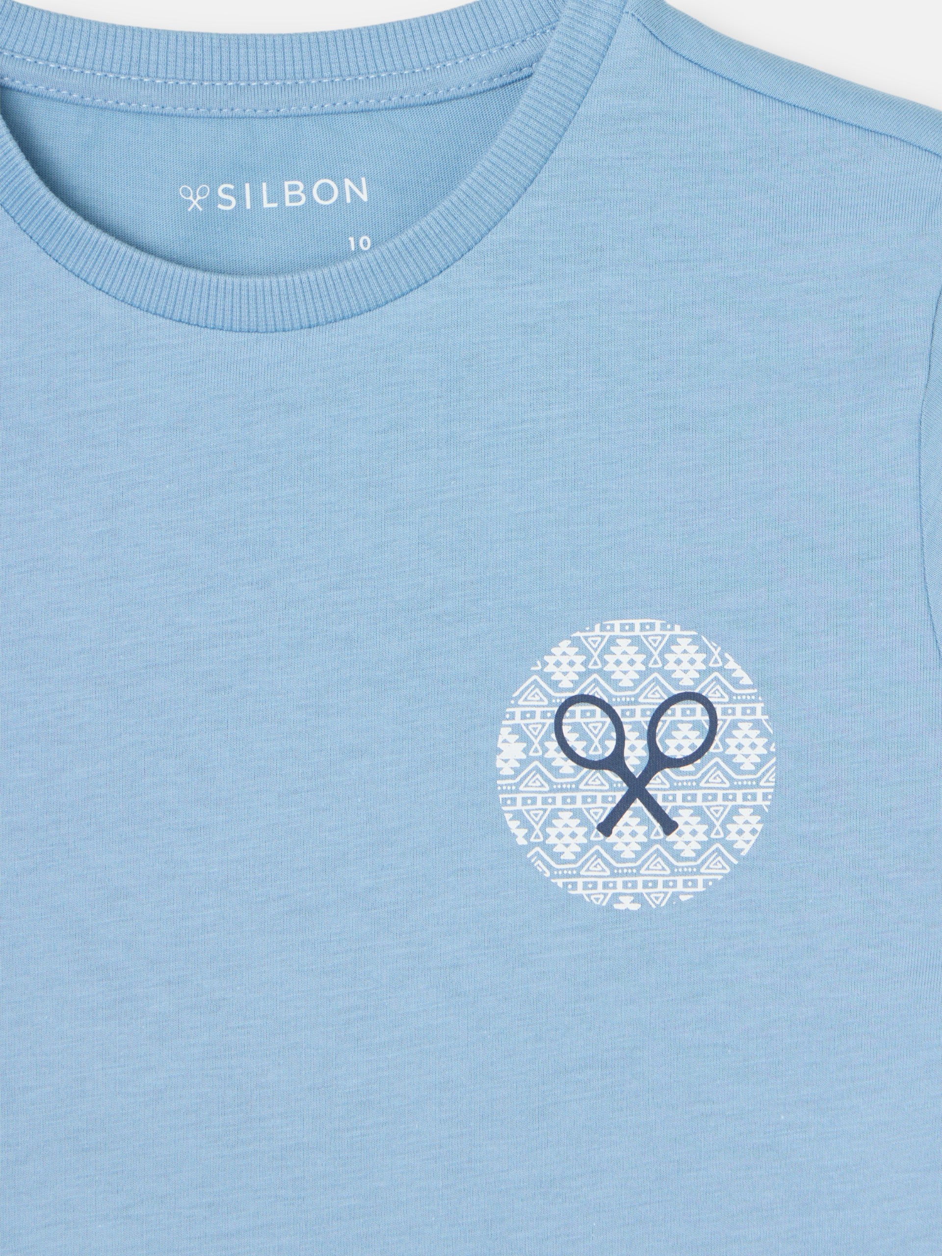 Kids navy blue ethnic racket t-shirt