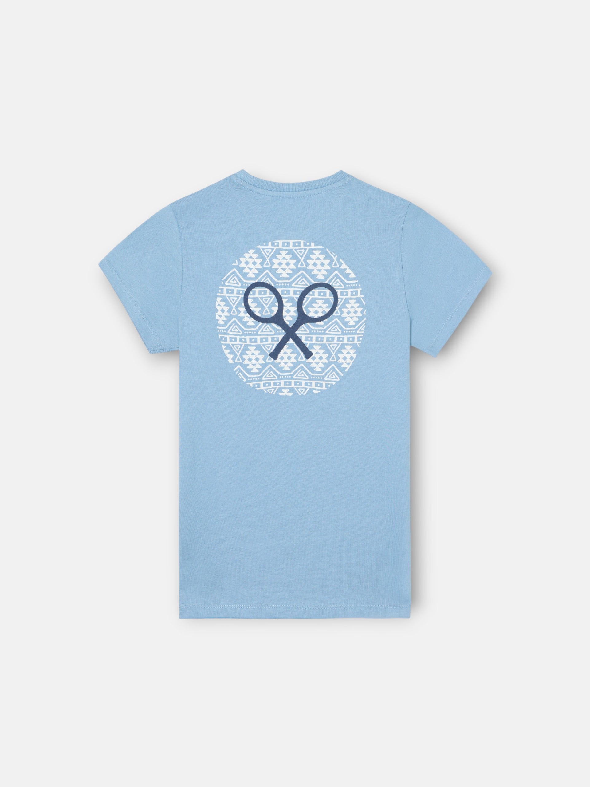 Kids navy blue ethnic racket t-shirt