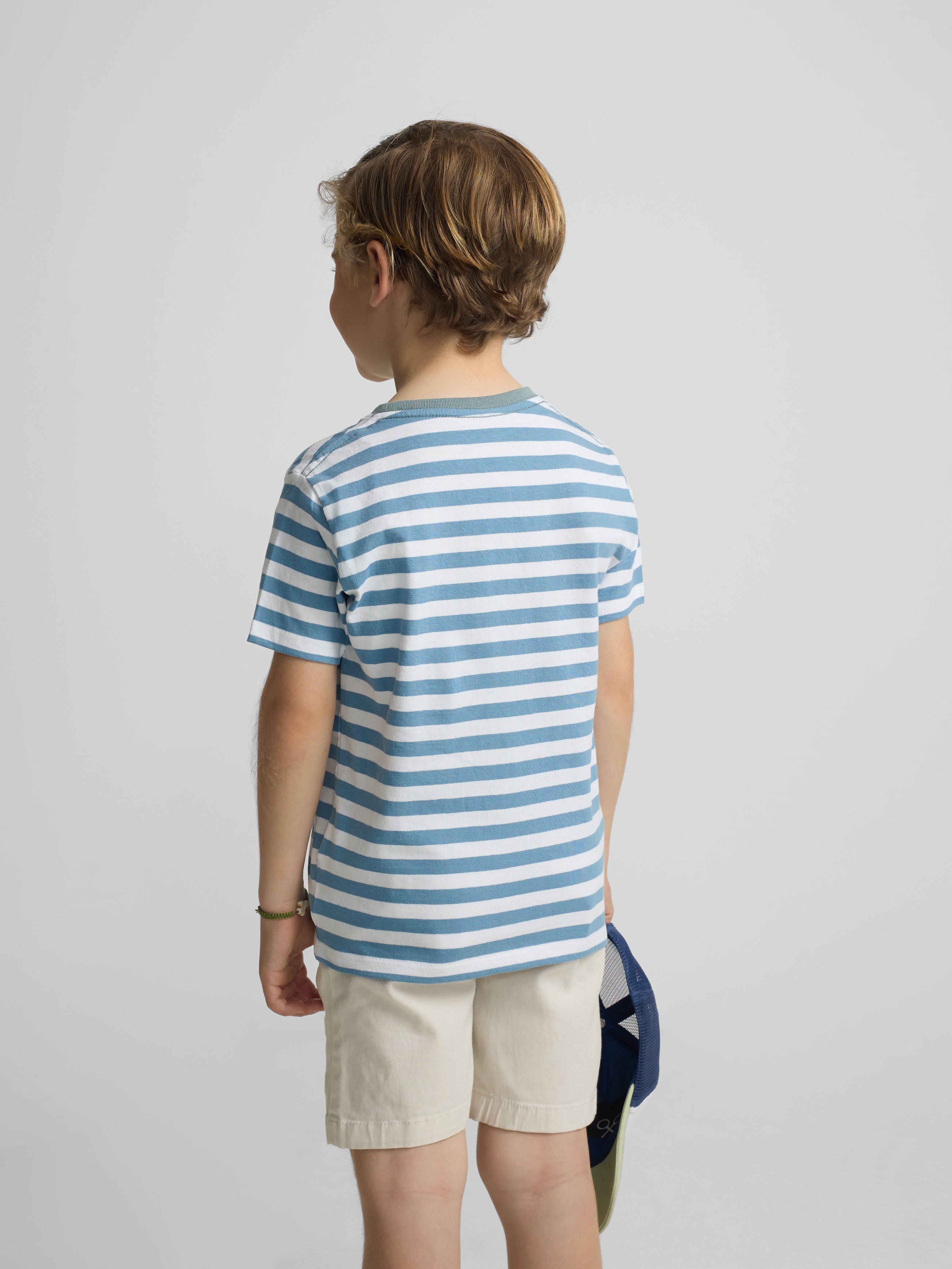 Camiseta kids ribete rayas finas azul