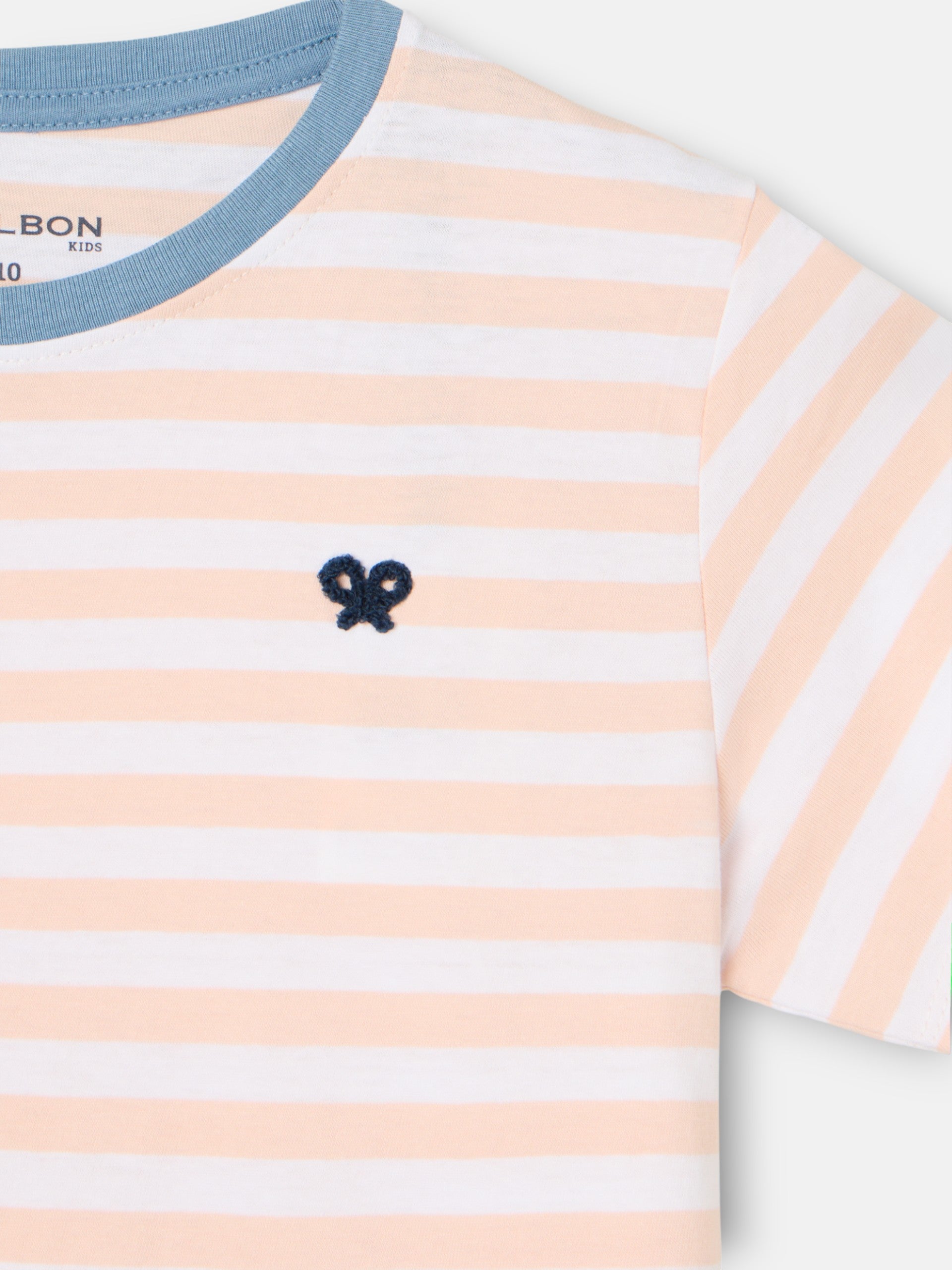 Camiseta kids ribete rayas finas coral