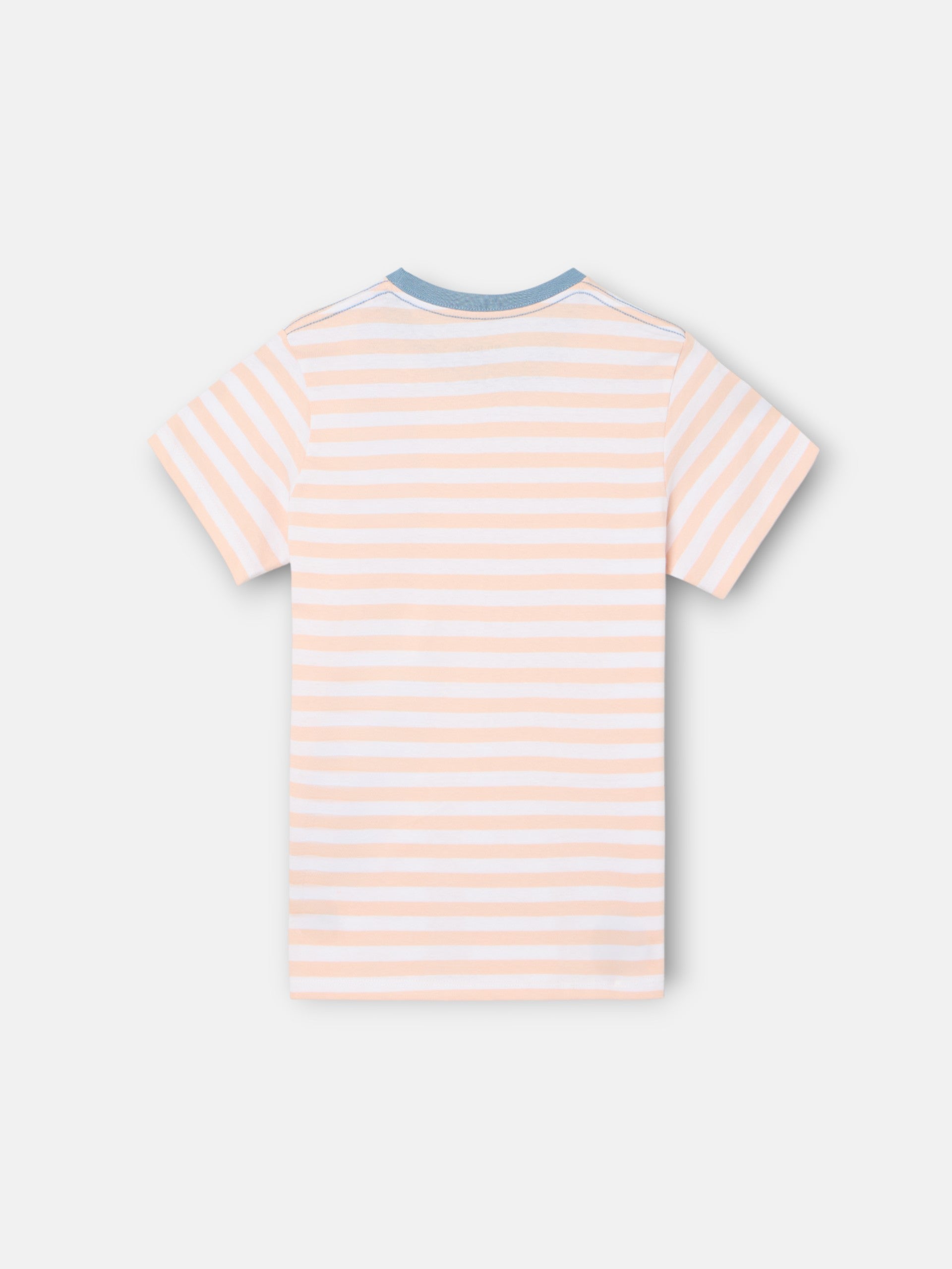 Camiseta kids ribete rayas finas coral