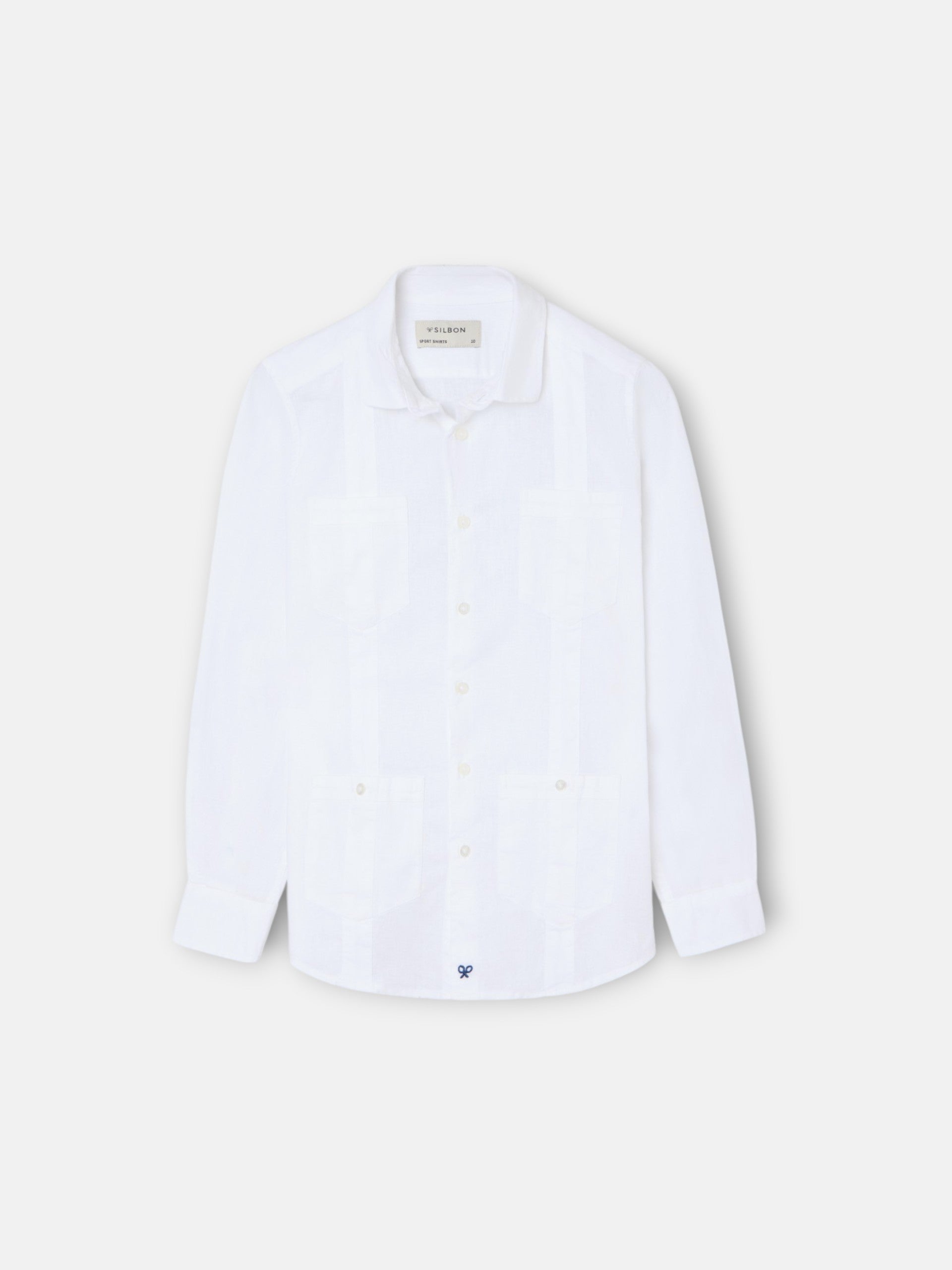 Guayabera sport kids lino blanco