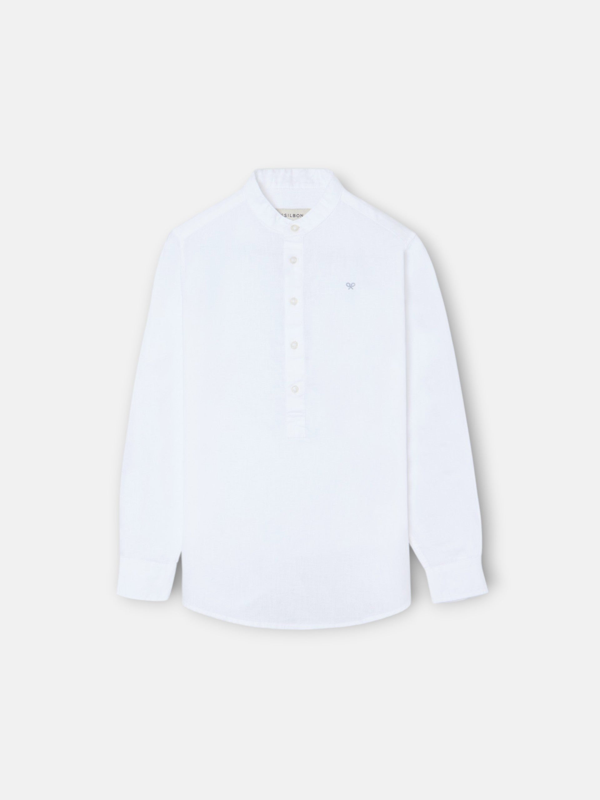 Camisa sport kids lino cuello mao blanco