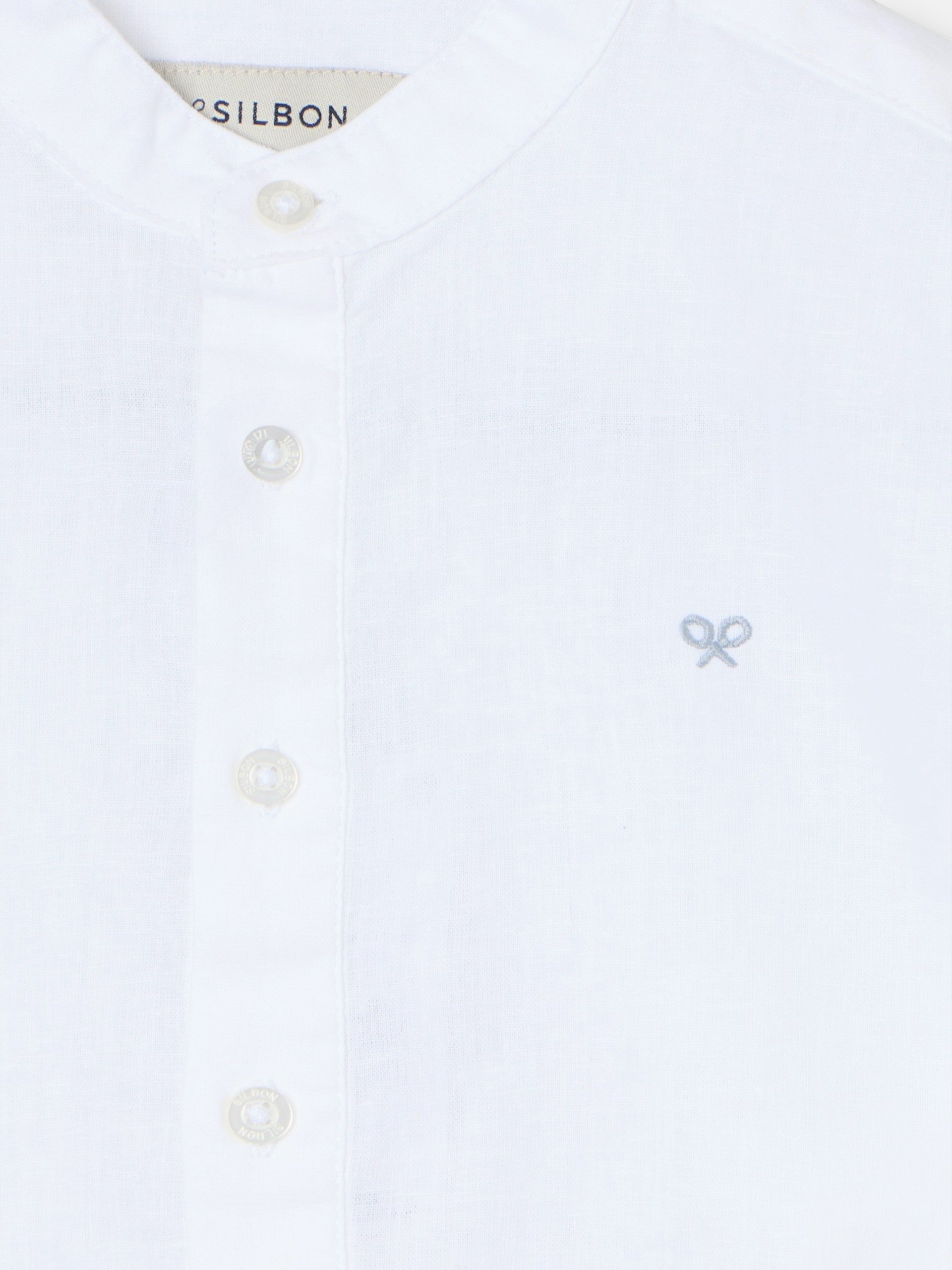 Camisa sport kids lino cuello mao blanco