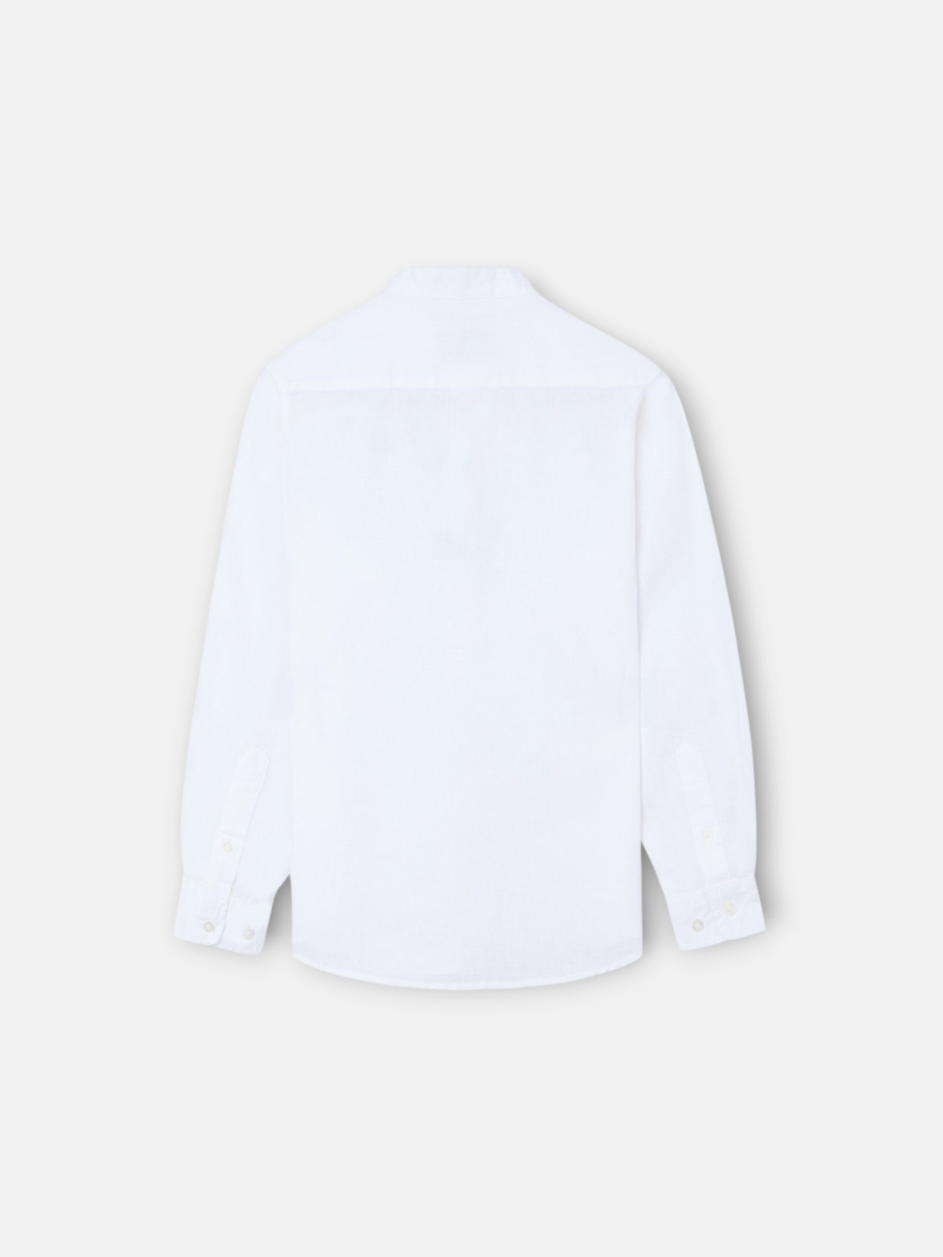 Camisa sport kids lino cuello mao blanco