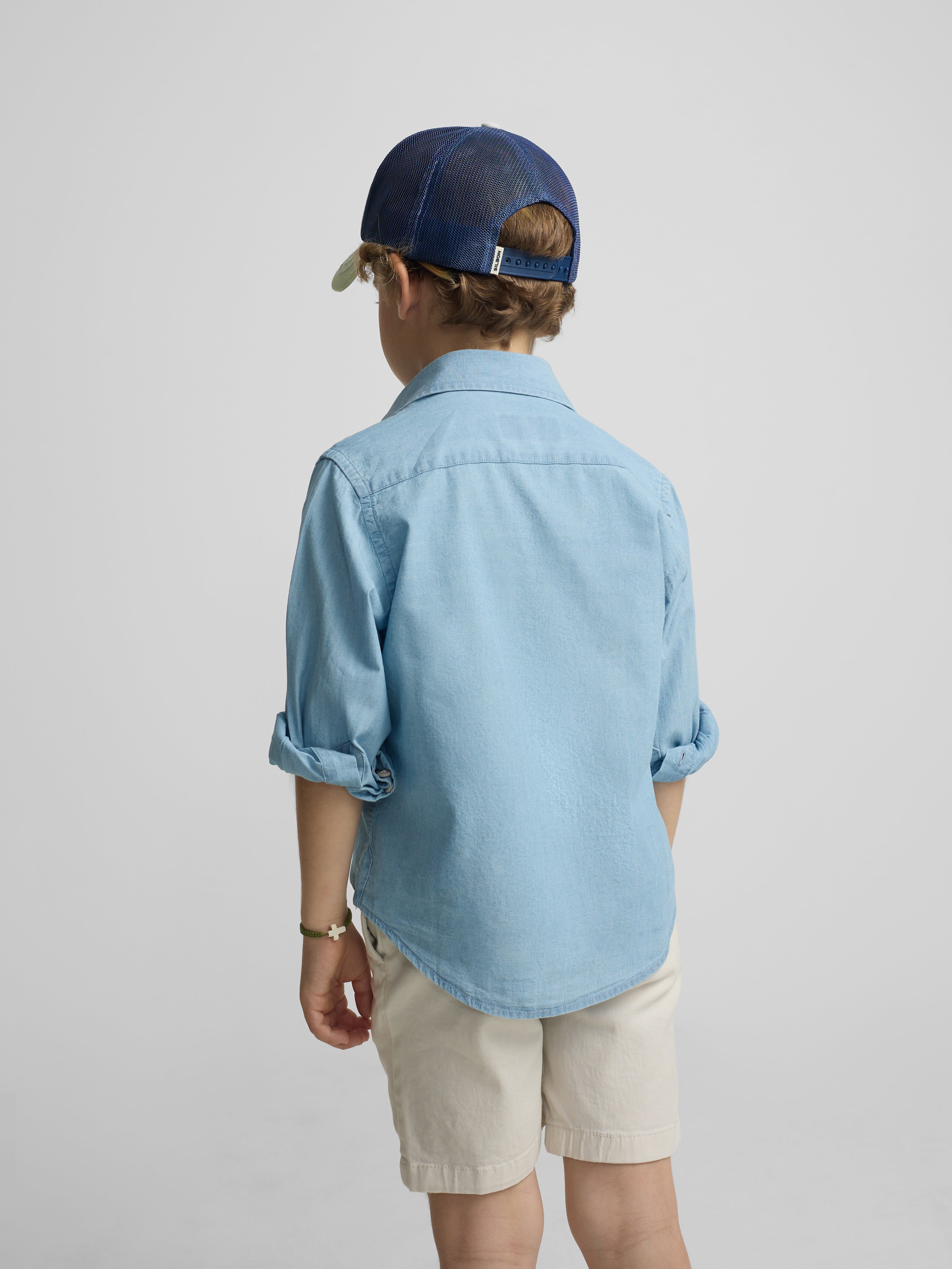 Camisa sport kids denim azul claro