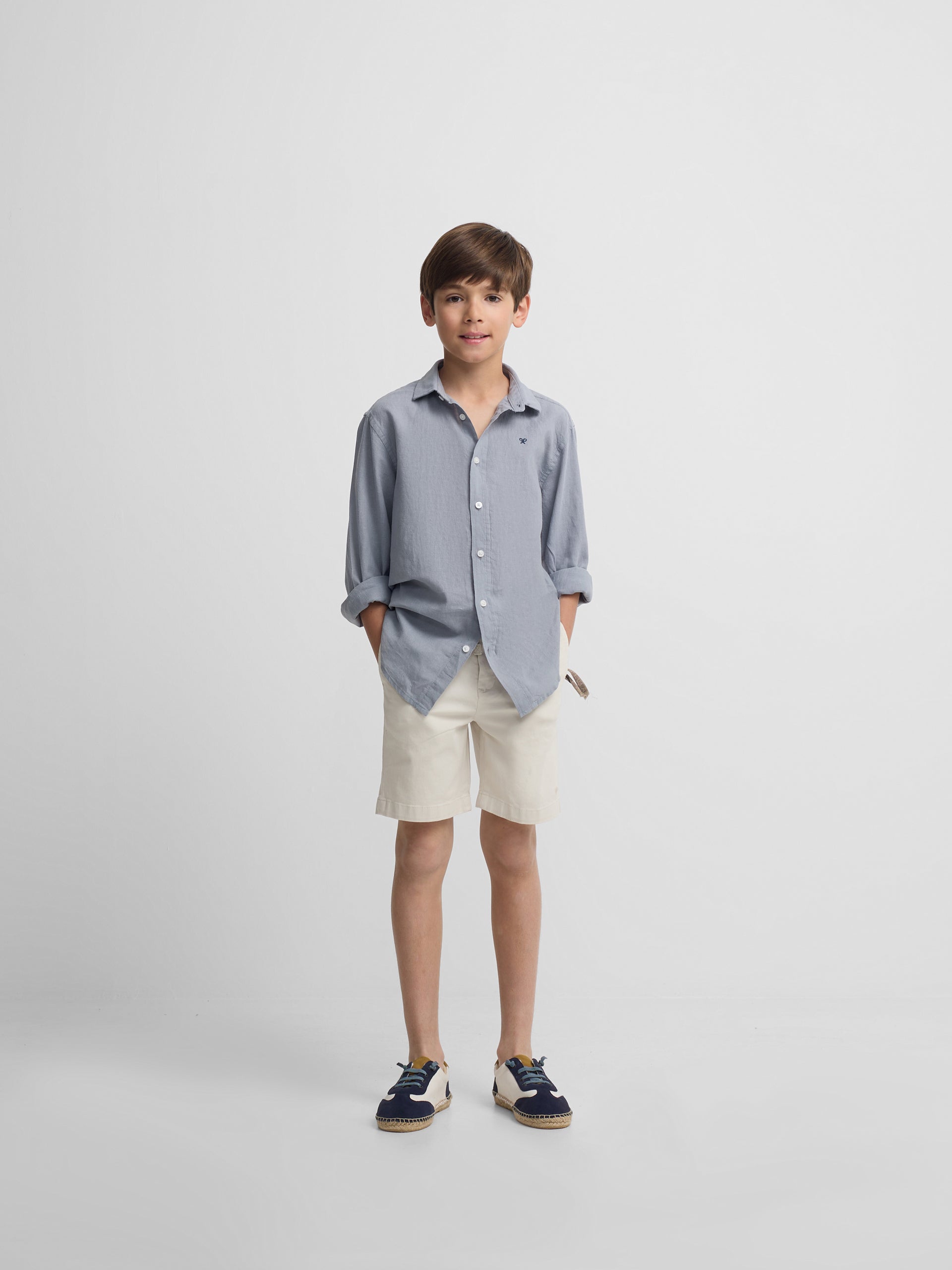 Camisa sport kids lino azul