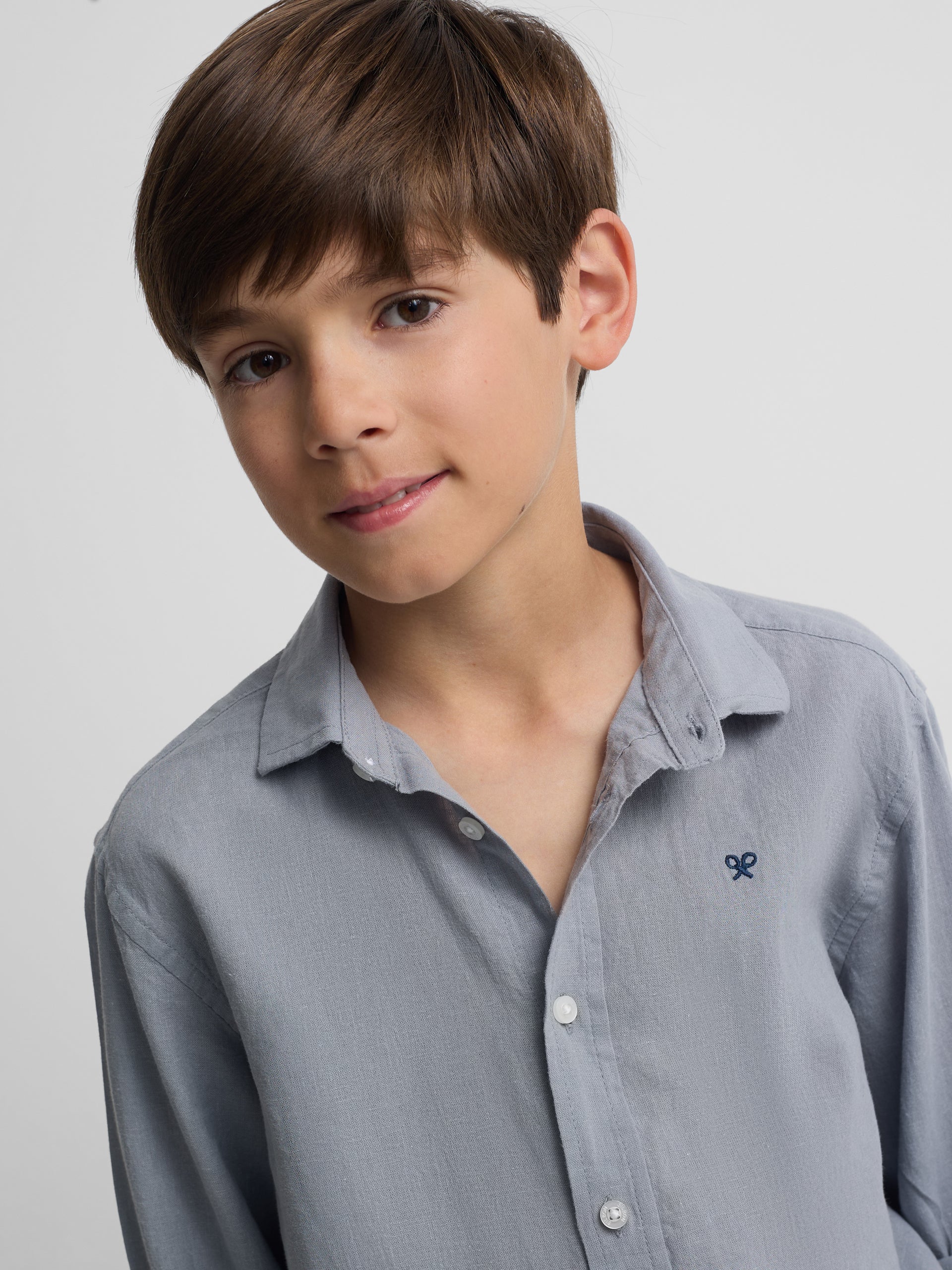 Camisa sport kids lino azul